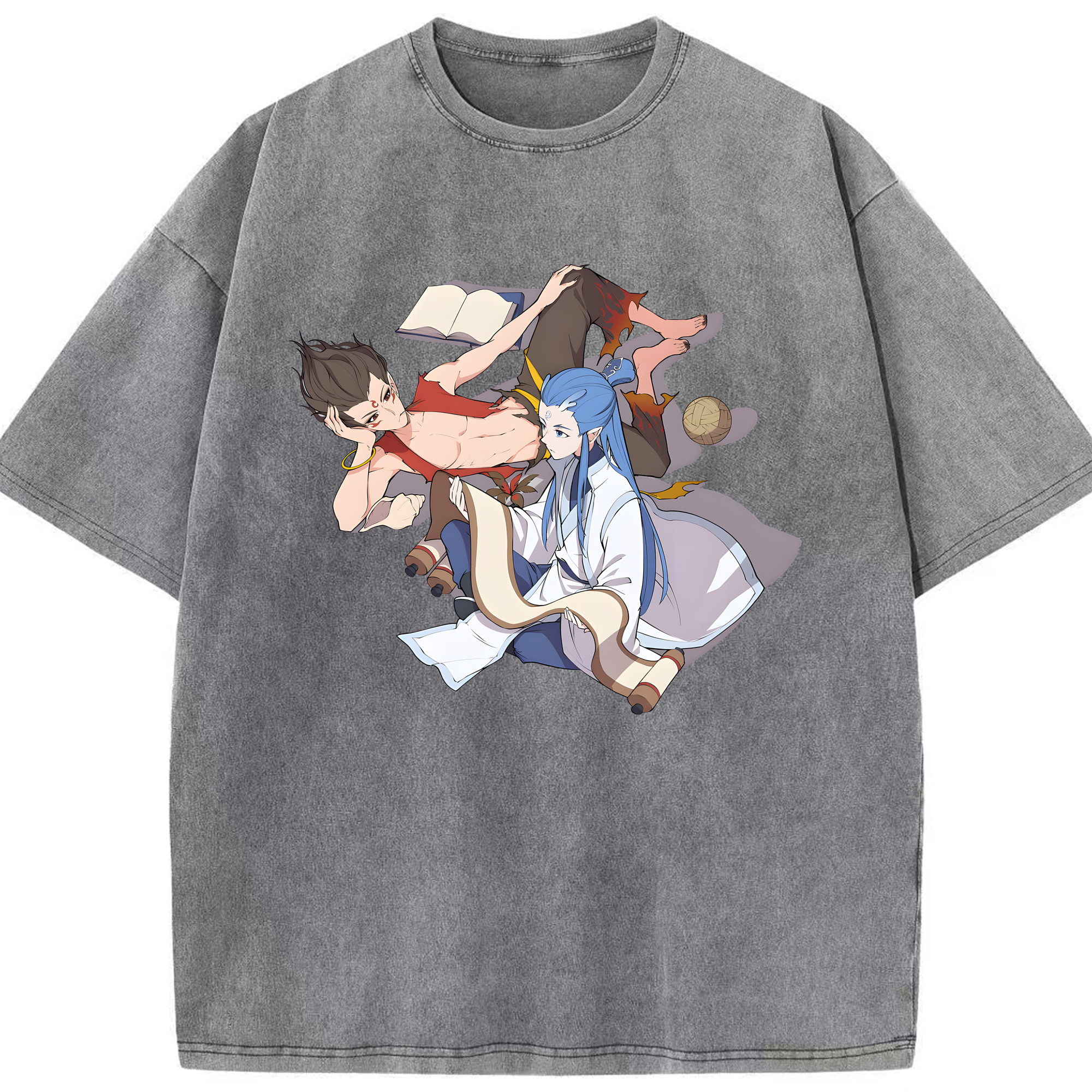（画像用） Ne Zha 2 ナタ 魔童の大暴れ 綿100% ヴィンテージ風 半袖Tシャツ（フロントプリント）