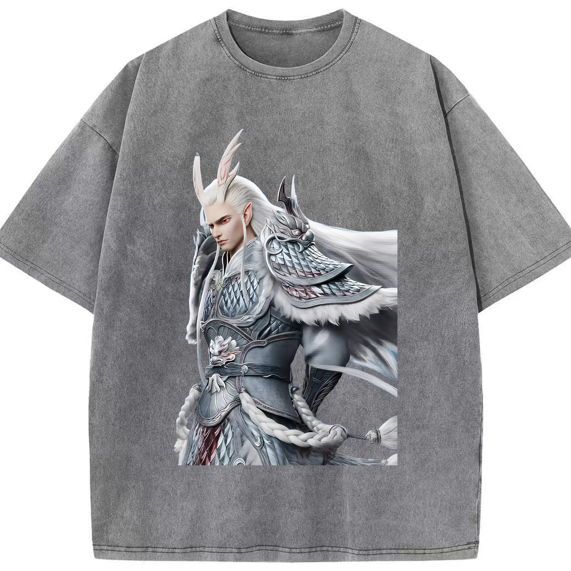（画像用） Ne Zha 2 ナタ 魔童の大暴れ 綿100% ヴィンテージ風 半袖Tシャツ（フロントプリント）
