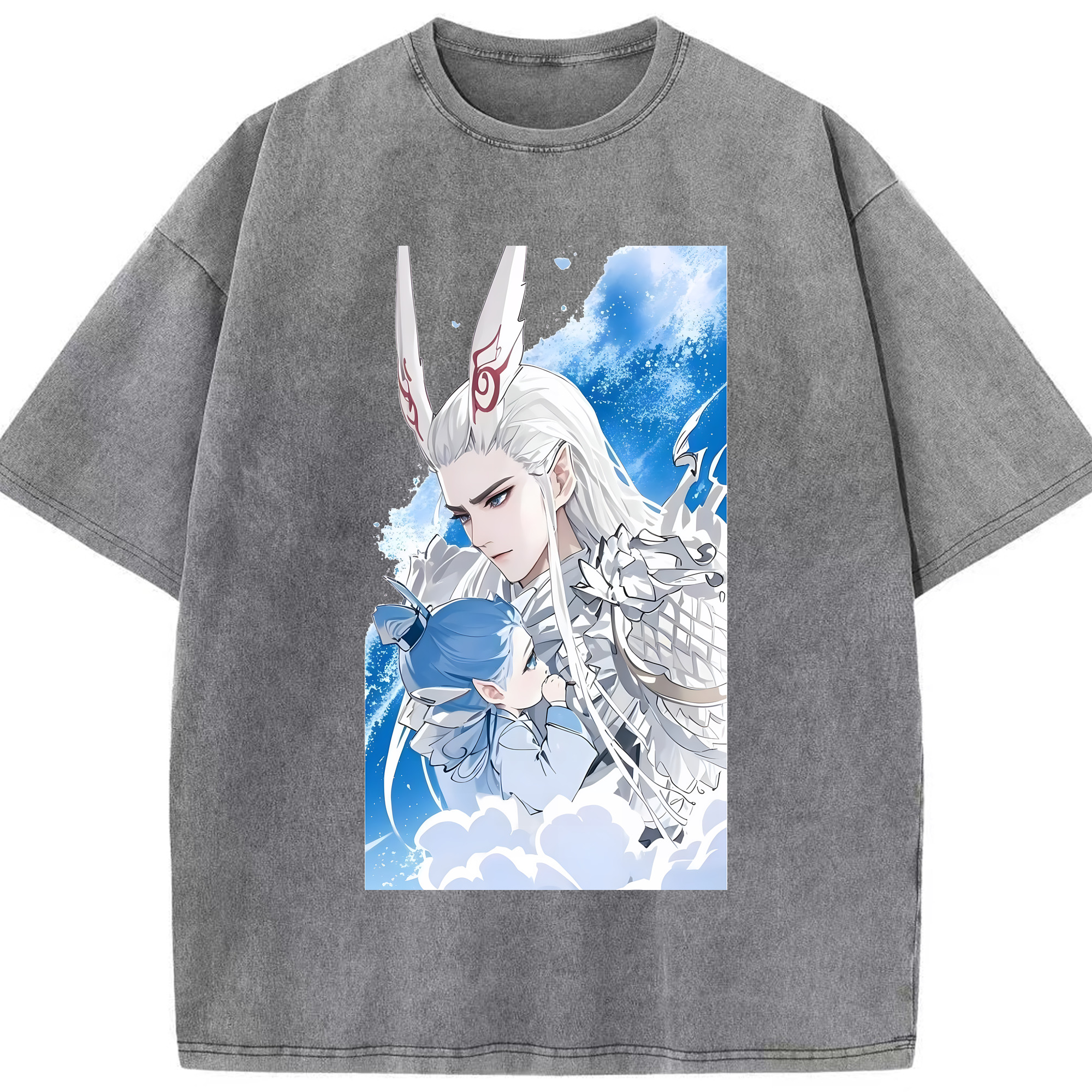 （画像用） Ne Zha 2 ナタ 魔童の大暴れ 綿100% ヴィンテージ風 半袖Tシャツ（フロントプリント）