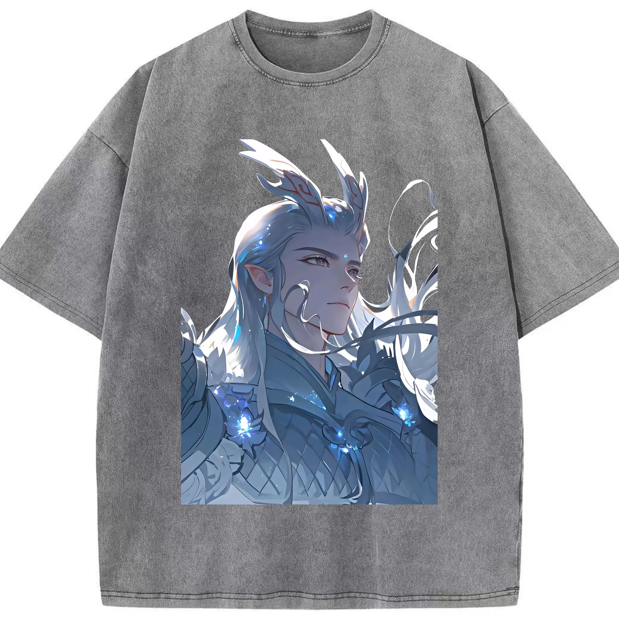 （画像用） Ne Zha 2 ナタ 魔童の大暴れ 綿100% ヴィンテージ風 半袖Tシャツ（フロントプリント）