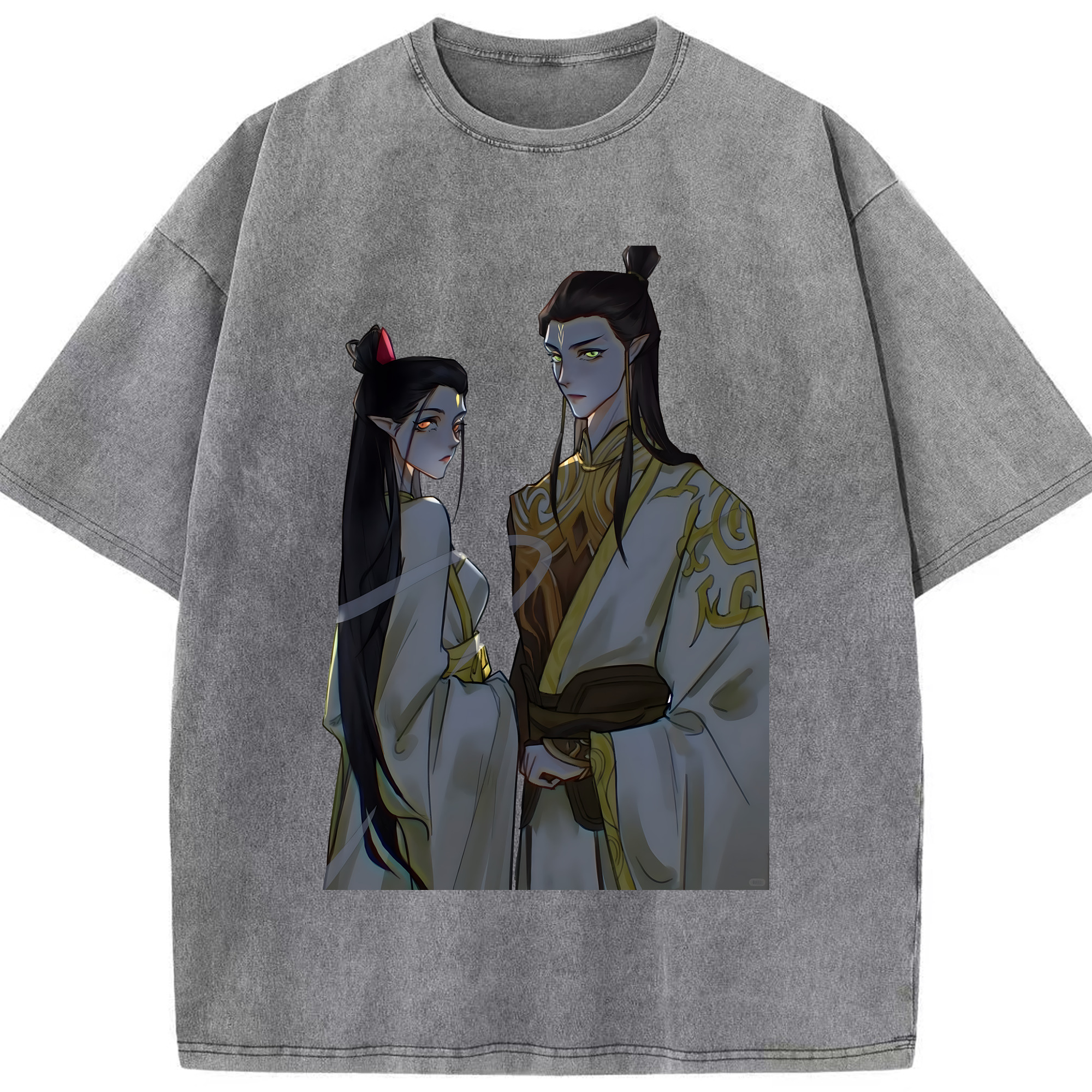 （画像用） Ne Zha 2 ナタ 魔童の大暴れ 綿100% ヴィンテージ風 半袖Tシャツ（フロントプリント）
