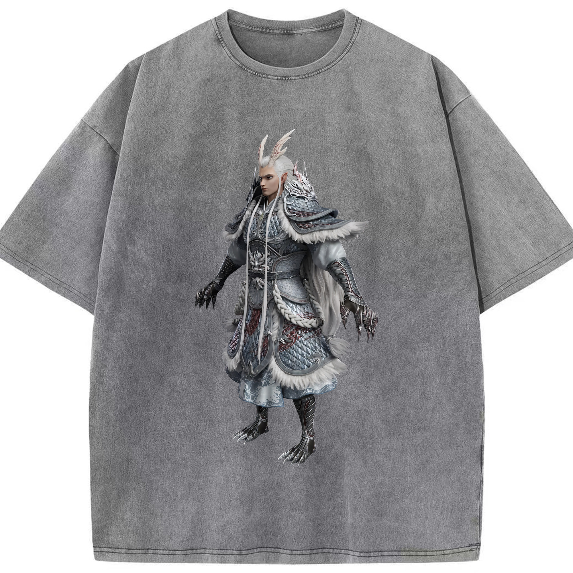 （画像用） Ne Zha 2 ナタ 魔童の大暴れ 綿100% ヴィンテージ風 半袖Tシャツ（フロントプリント）