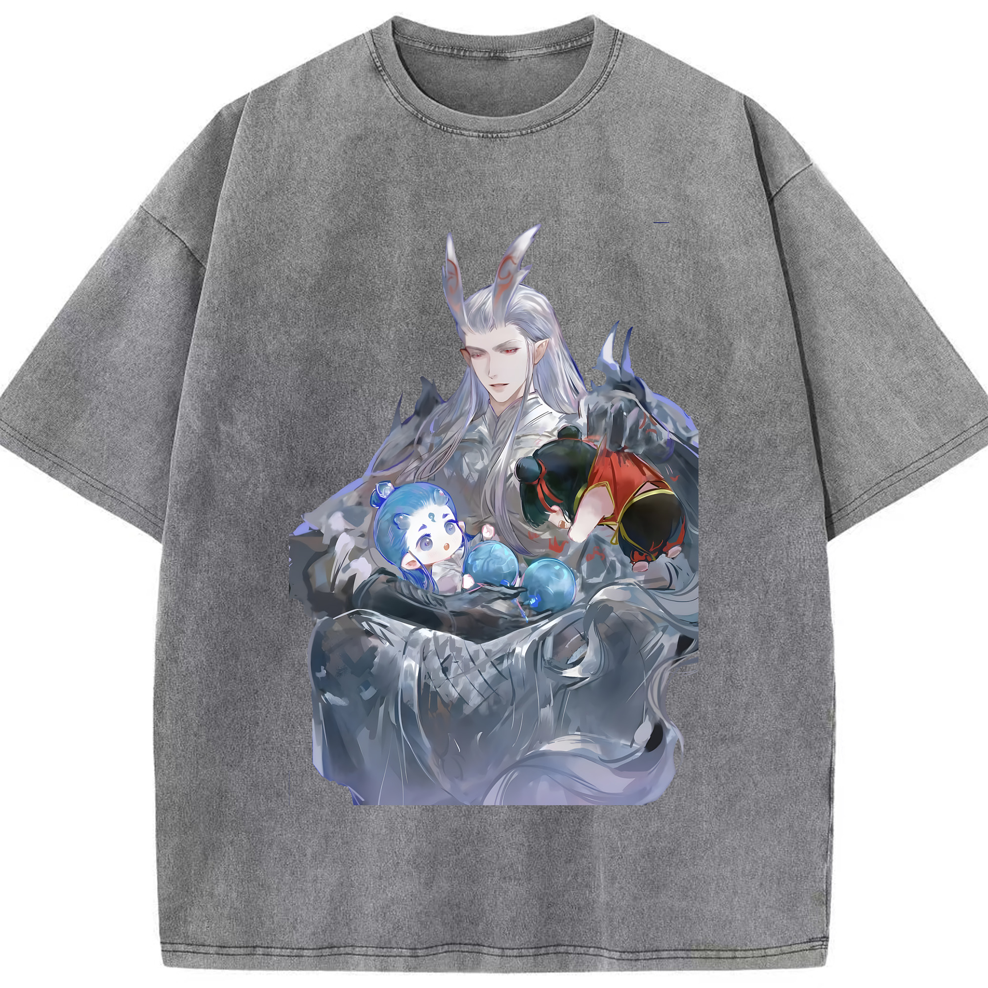 （画像用） Ne Zha 2 ナタ 魔童の大暴れ 綿100% ヴィンテージ風 半袖Tシャツ（フロントプリント）