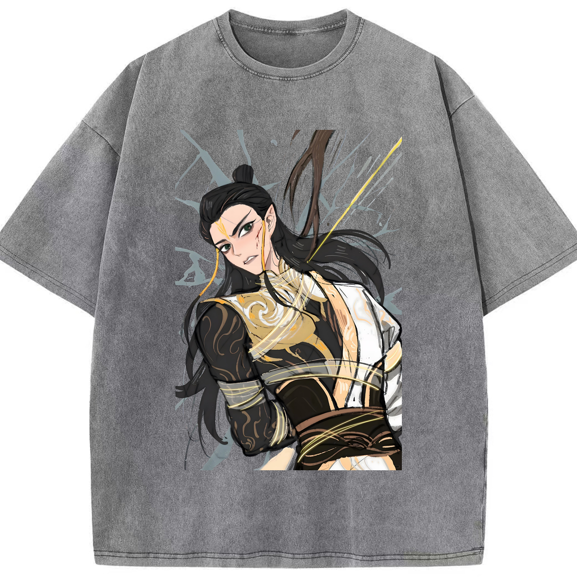 （画像用） Ne Zha 2 ナタ 魔童の大暴れ 綿100% ヴィンテージ風 半袖Tシャツ（フロントプリント）