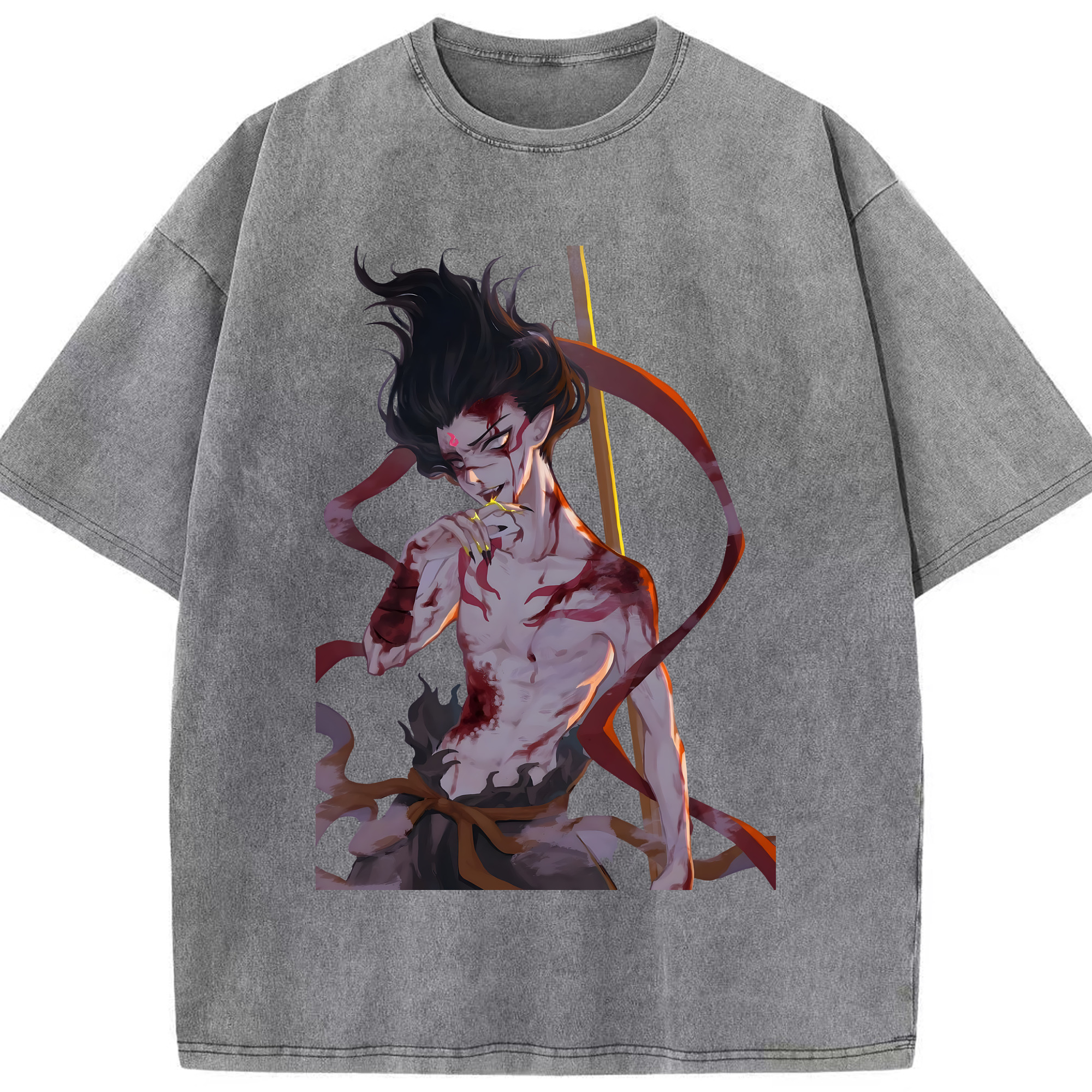 （画像用） Ne Zha 2 ナタ 魔童の大暴れ 綿100% ヴィンテージ風 半袖Tシャツ（フロントプリント）