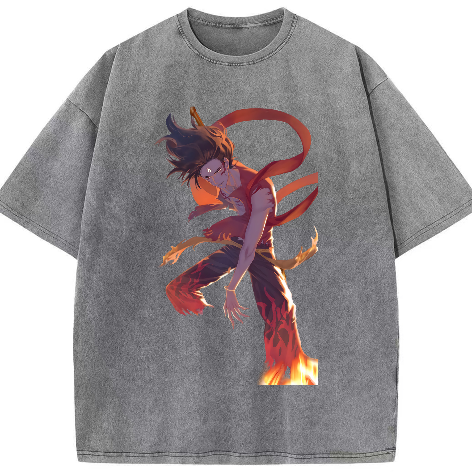（画像用） Ne Zha 2 ナタ 魔童の大暴れ 綿100% ヴィンテージ風 半袖Tシャツ（フロントプリント）
