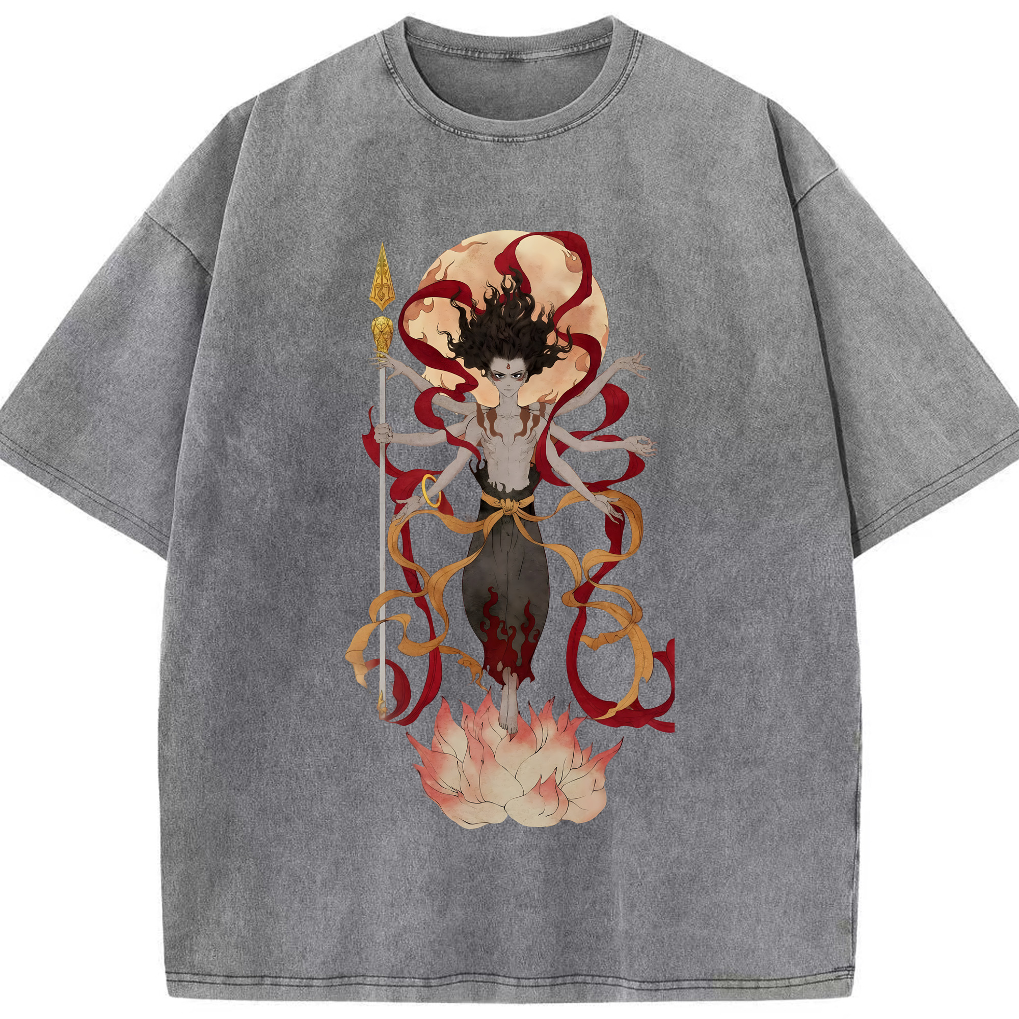 （画像用） Ne Zha 2 ナタ 魔童の大暴れ 綿100% ヴィンテージ風 半袖Tシャツ（フロントプリント）