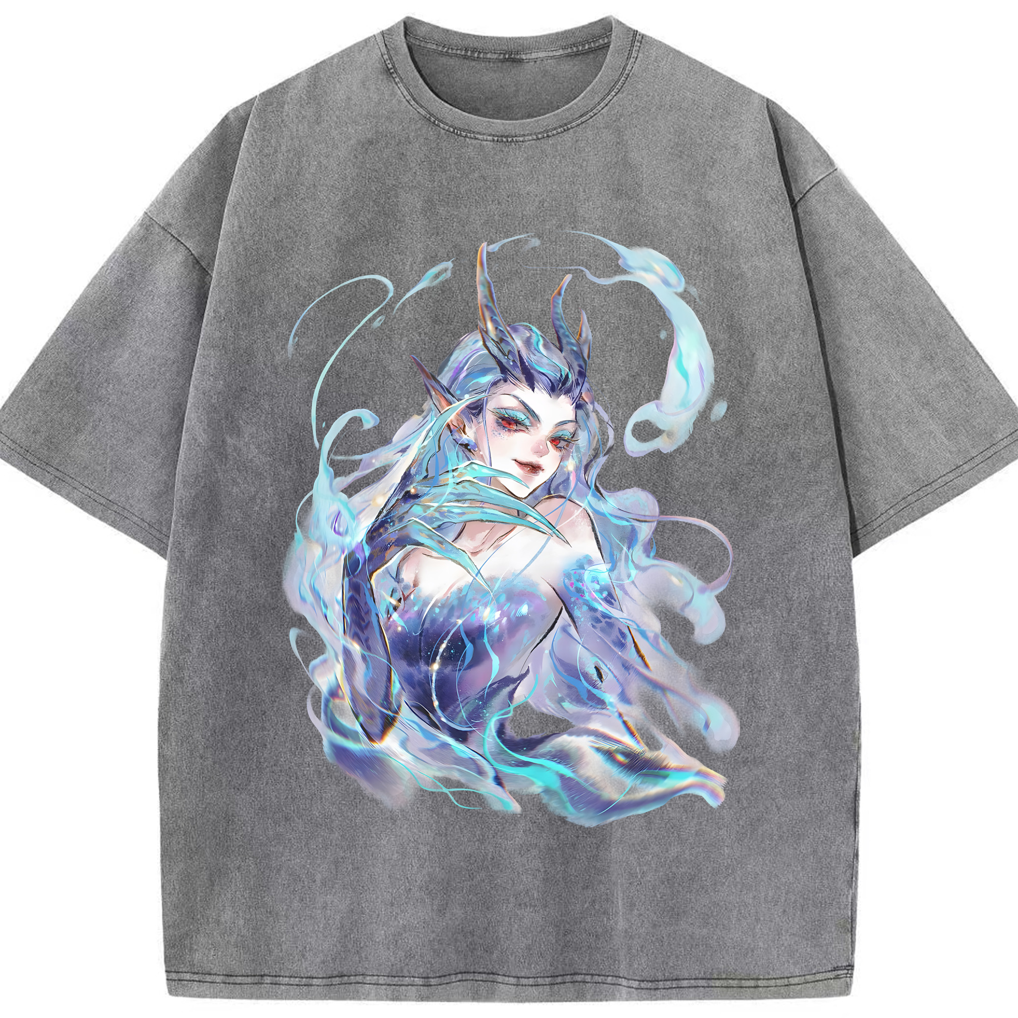 （画像用） Ne Zha 2 ナタ 魔童の大暴れ 綿100% ヴィンテージ風 半袖Tシャツ（フロントプリント）