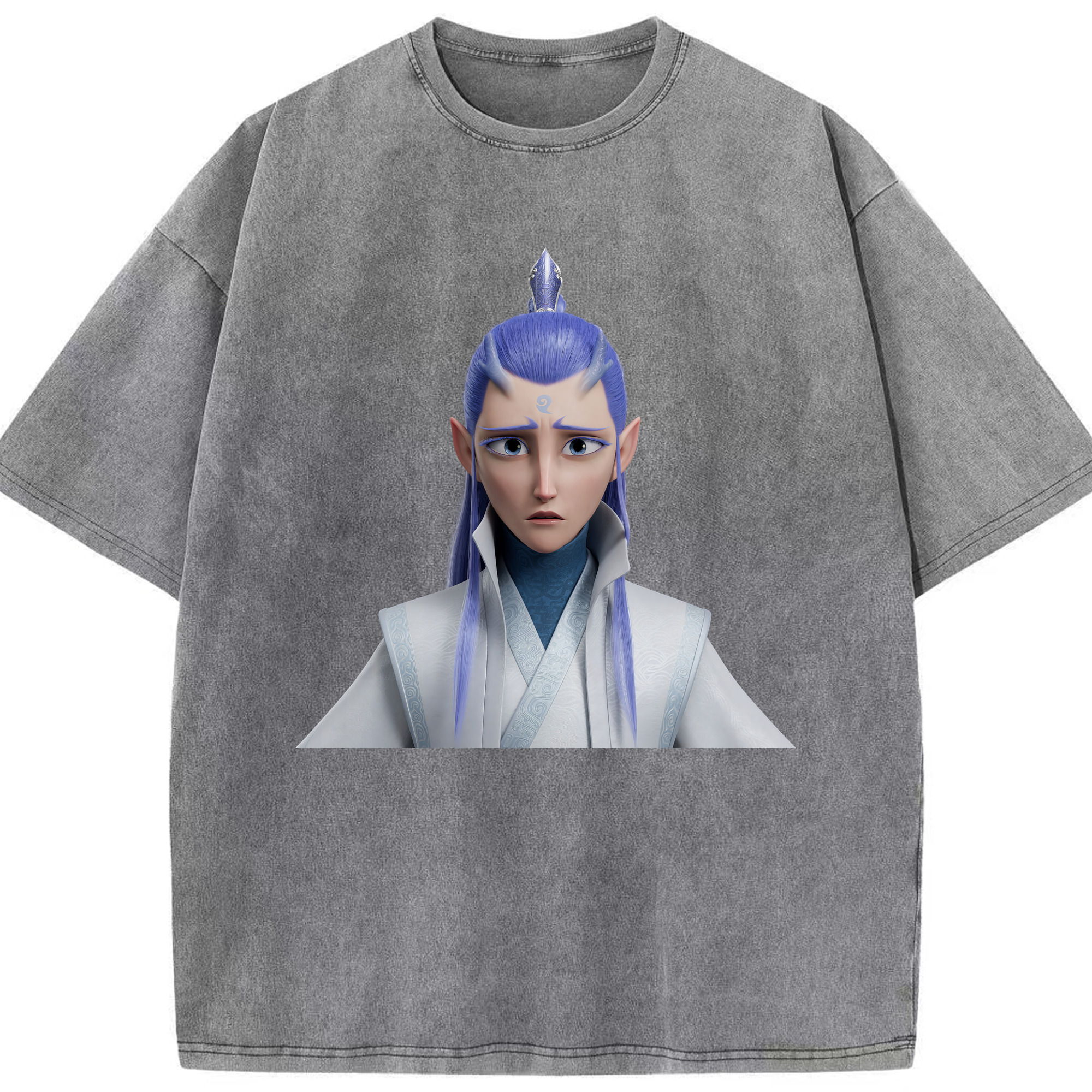 （画像用） Ne Zha 2 ナタ 魔童の大暴れ 綿100% ヴィンテージ風 半袖Tシャツ（フロントプリント）