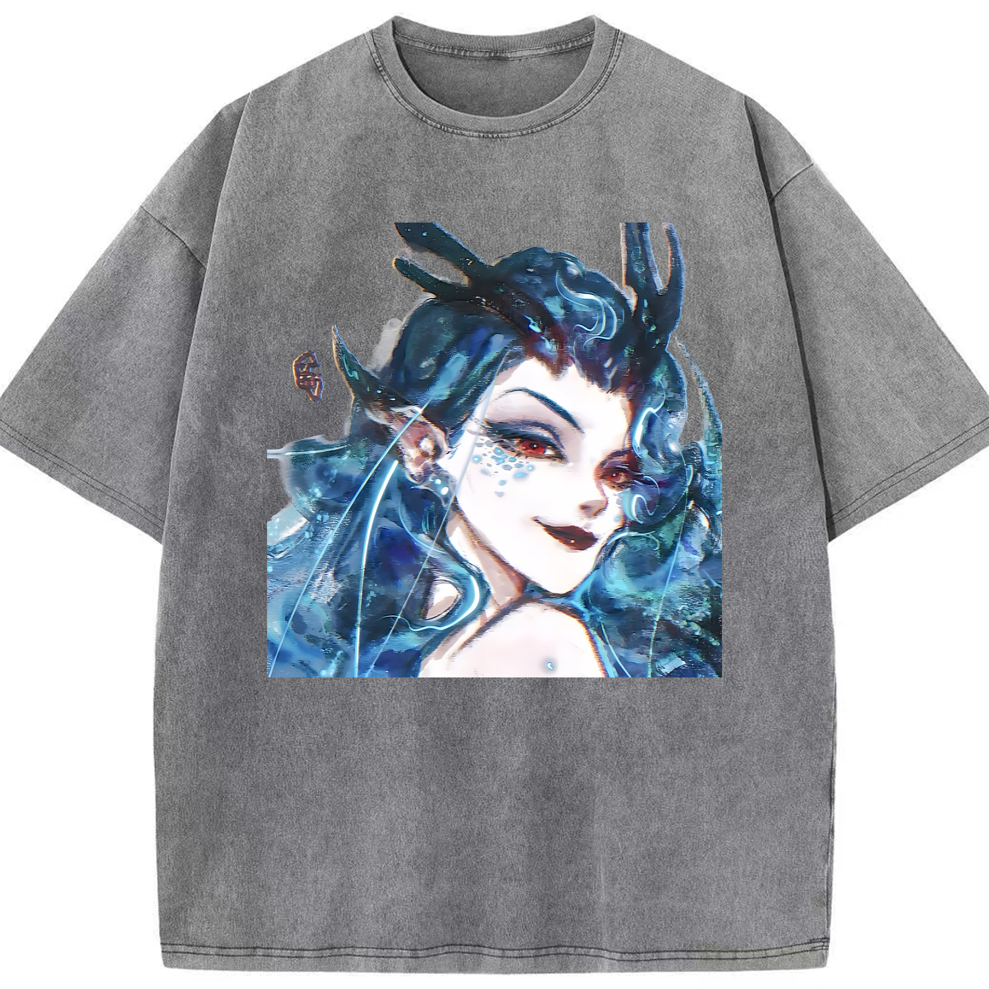 （画像用） Ne Zha 2 ナタ 魔童の大暴れ 綿100% ヴィンテージ風 半袖Tシャツ（フロントプリント）