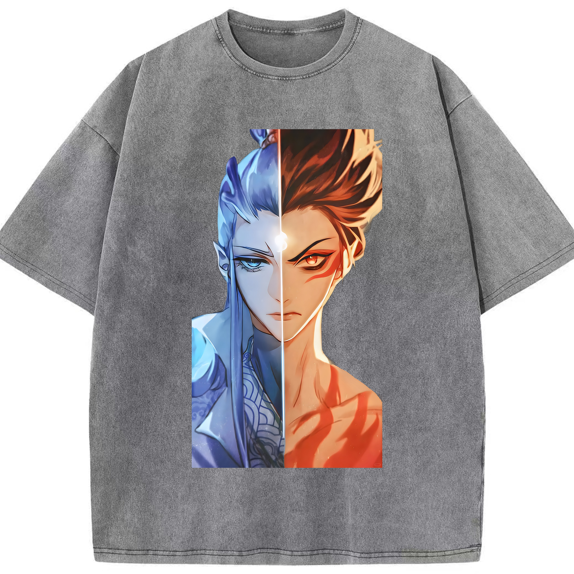 （画像用） Ne Zha 2 ナタ 魔童の大暴れ 綿100% ヴィンテージ風 半袖Tシャツ（フロントプリント）