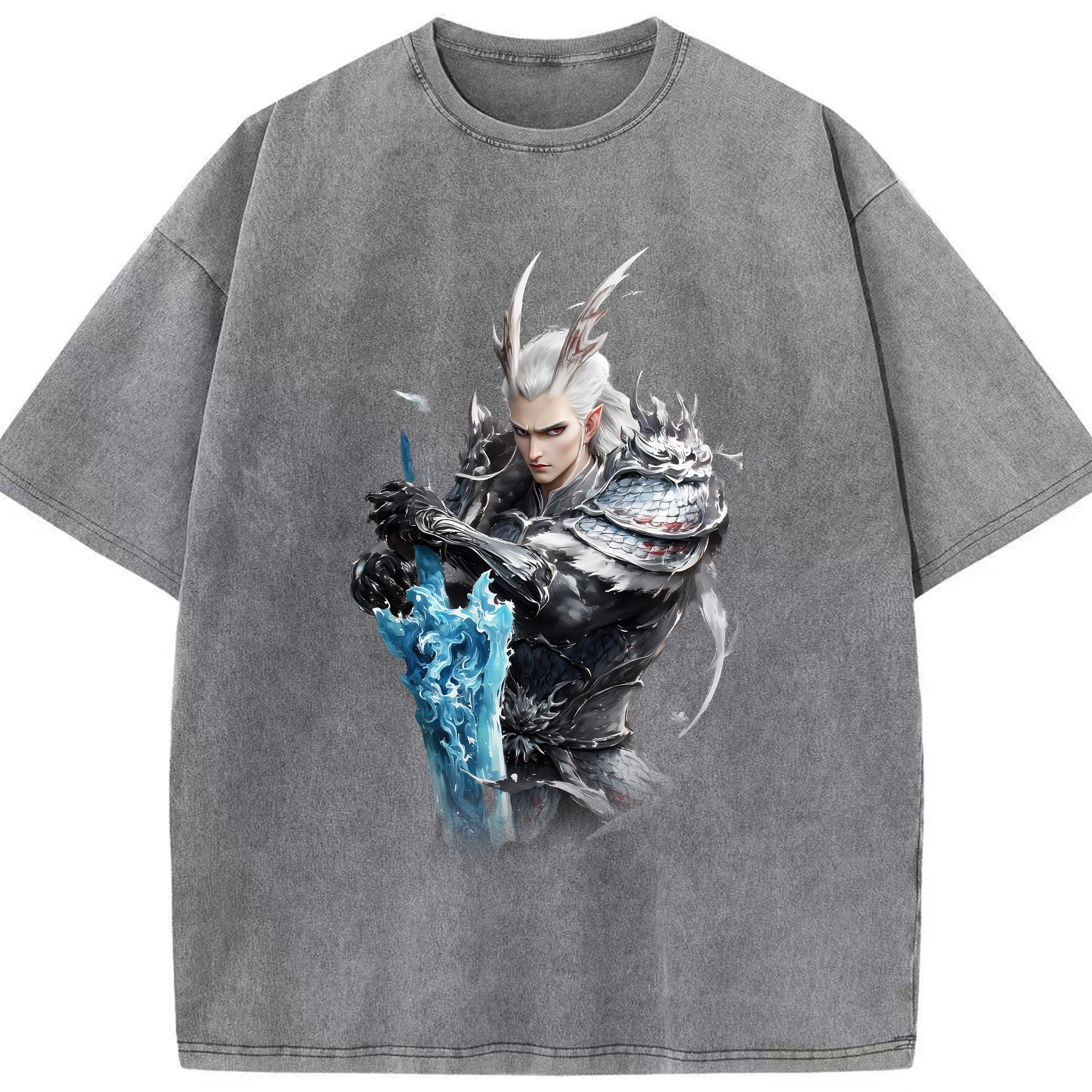 （画像用） Ne Zha 2 ナタ 魔童の大暴れ 綿100% ヴィンテージ風 半袖Tシャツ（フロントプリント）
