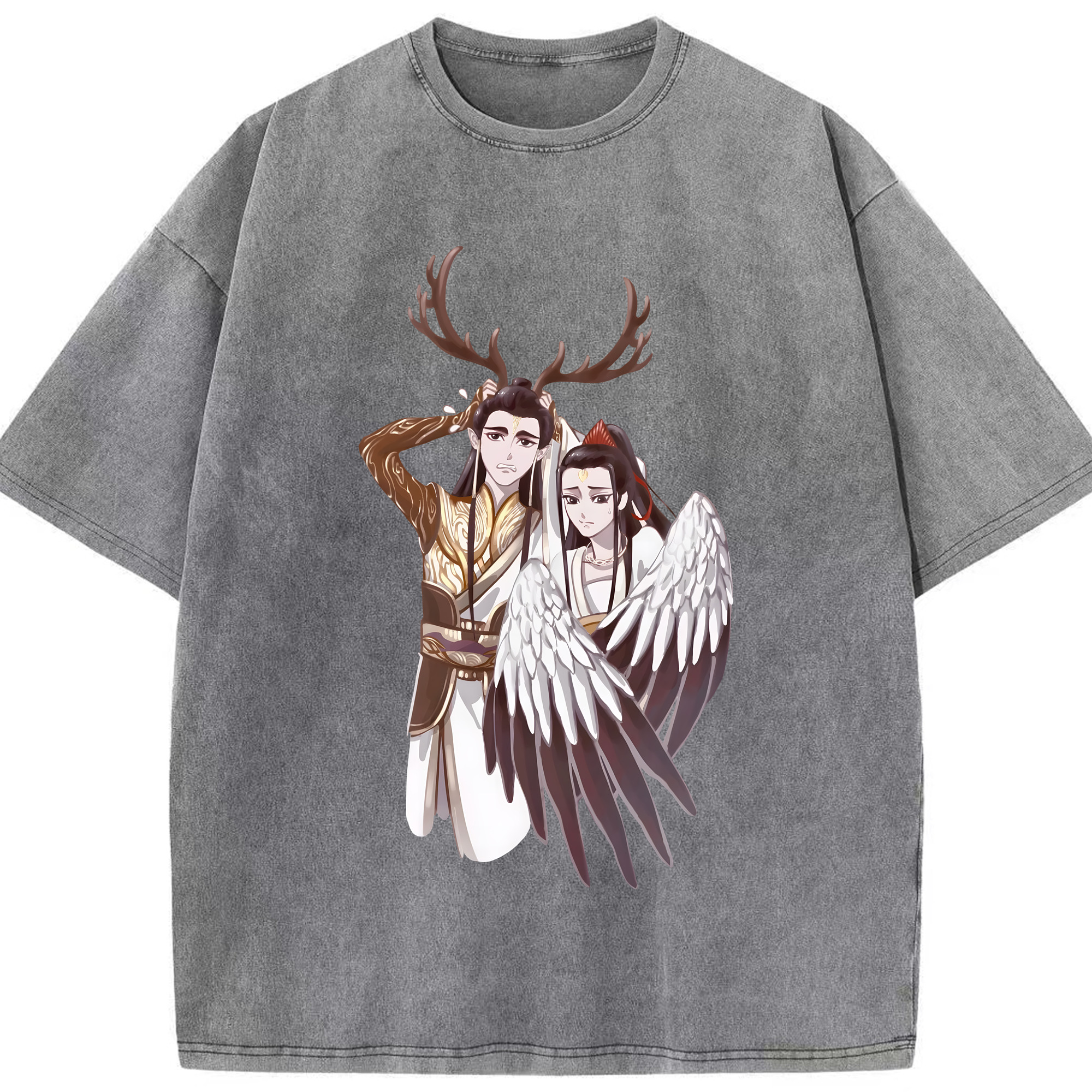 （画像用） Ne Zha 2 ナタ 魔童の大暴れ 綿100% ヴィンテージ風 半袖Tシャツ（フロントプリント）
