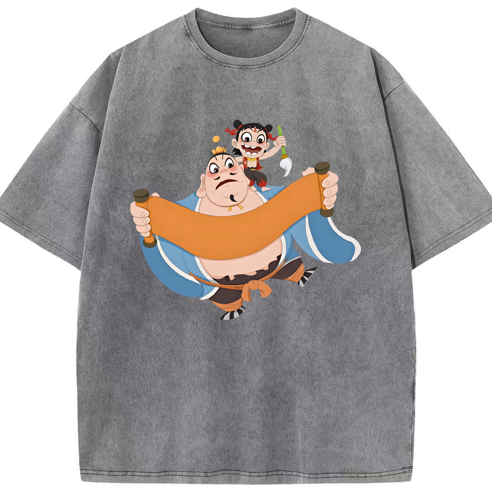 （画像用） Ne Zha 2 ナタ 魔童の大暴れ 綿100% ヴィンテージ風 半袖Tシャツ（フロントプリント）