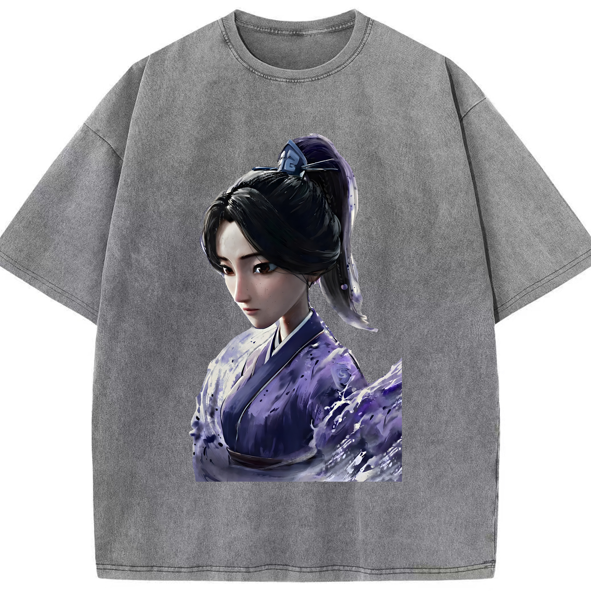 （画像用） Ne Zha 2 ナタ 魔童の大暴れ 綿100% ヴィンテージ風 半袖Tシャツ（フロントプリント）