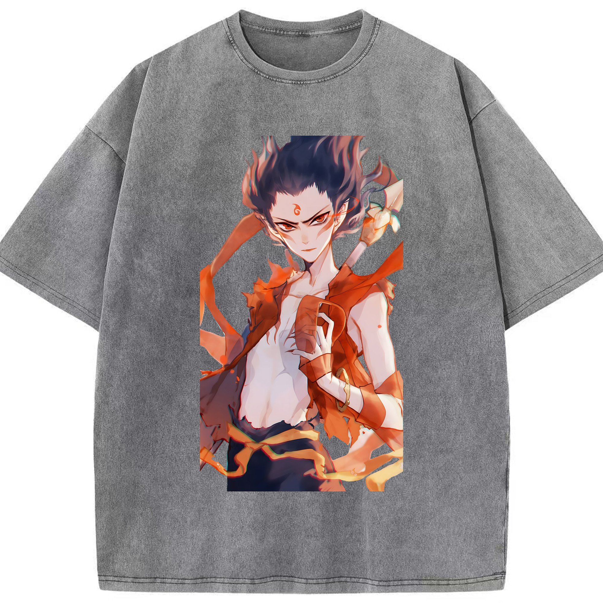 （画像用） Ne Zha 2 ナタ 魔童の大暴れ 綿100% ヴィンテージ風 半袖Tシャツ（フロントプリント）