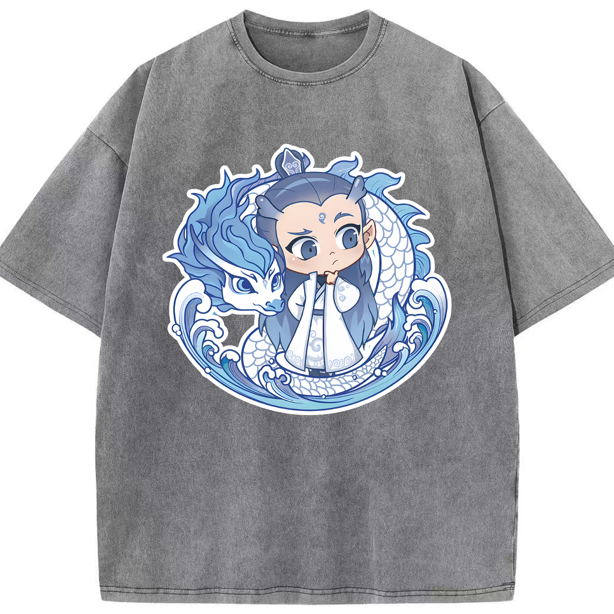 （画像用） Ne Zha 2 ナタ 魔童の大暴れ 綿100% ヴィンテージ風 半袖Tシャツ（フロントプリント）