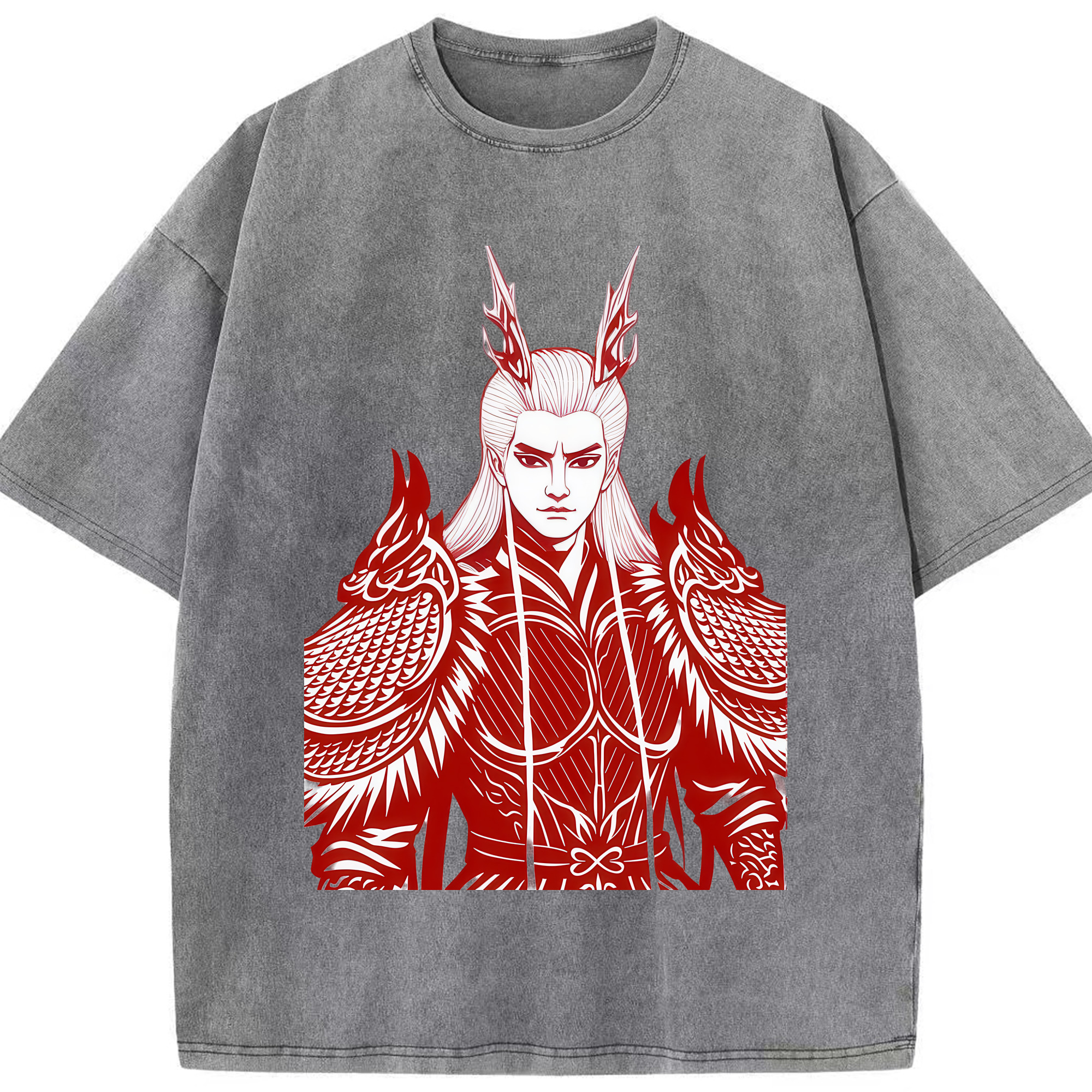（画像用） Ne Zha 2 ナタ 魔童の大暴れ 綿100% ヴィンテージ風 半袖Tシャツ（フロントプリント）