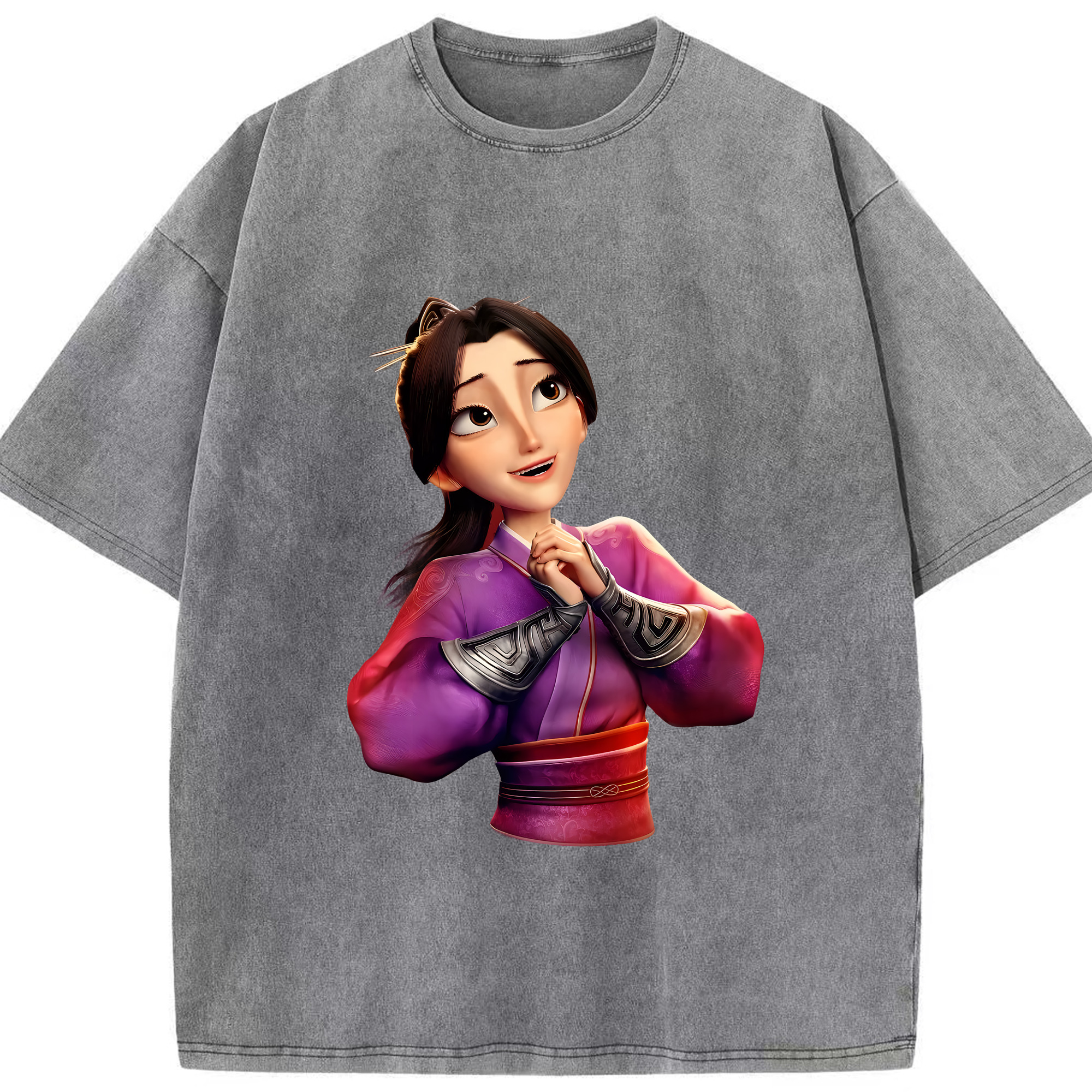（画像用） Ne Zha 2 ナタ 魔童の大暴れ 綿100% ヴィンテージ風 半袖Tシャツ（フロントプリント）