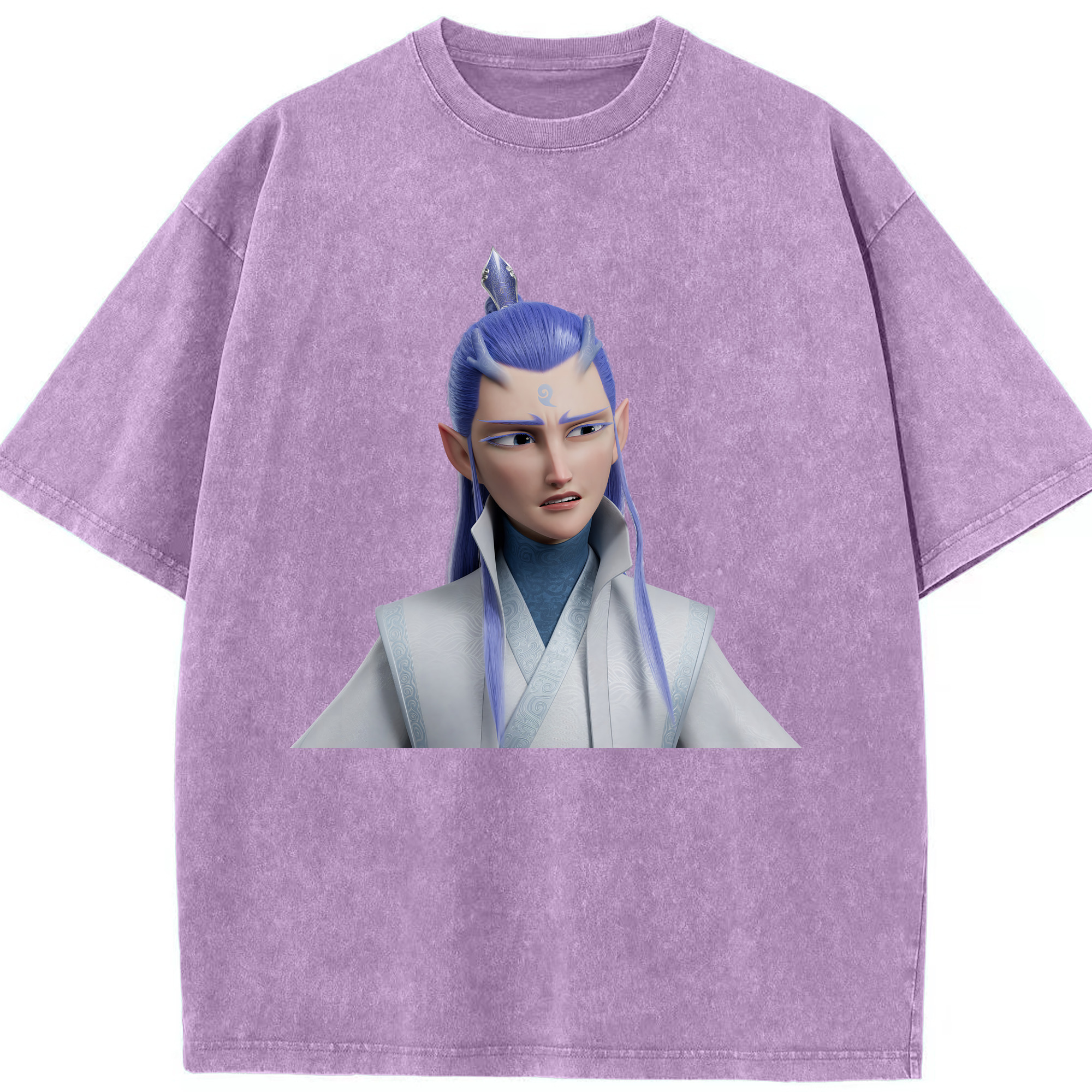 （画像用） Ne Zha 2 ナタ 魔童の大暴れ 綿100% ヴィンテージ風 半袖Tシャツ（フロントプリント）