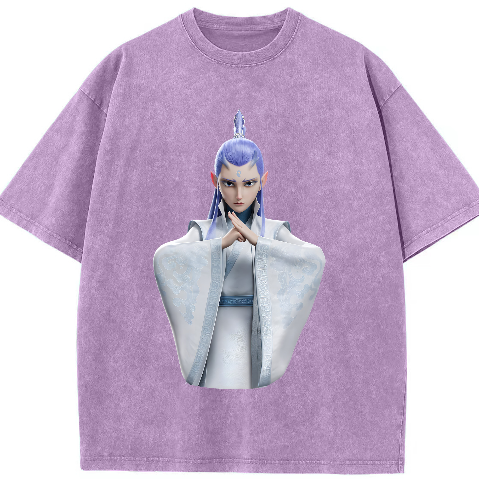 （画像用） Ne Zha 2 ナタ 魔童の大暴れ 綿100% ヴィンテージ風 半袖Tシャツ（フロントプリント）
