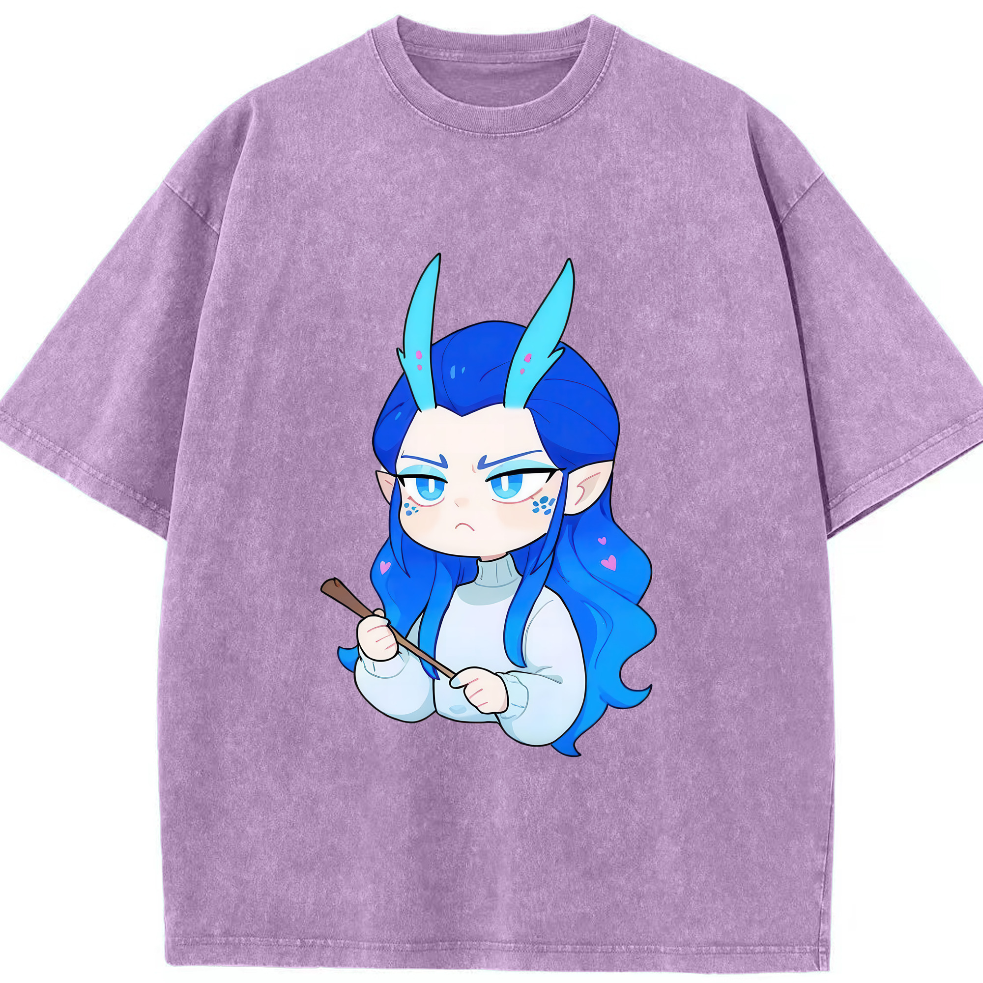 （画像用） Ne Zha 2 ナタ 魔童の大暴れ 綿100% ヴィンテージ風 半袖Tシャツ（フロントプリント）