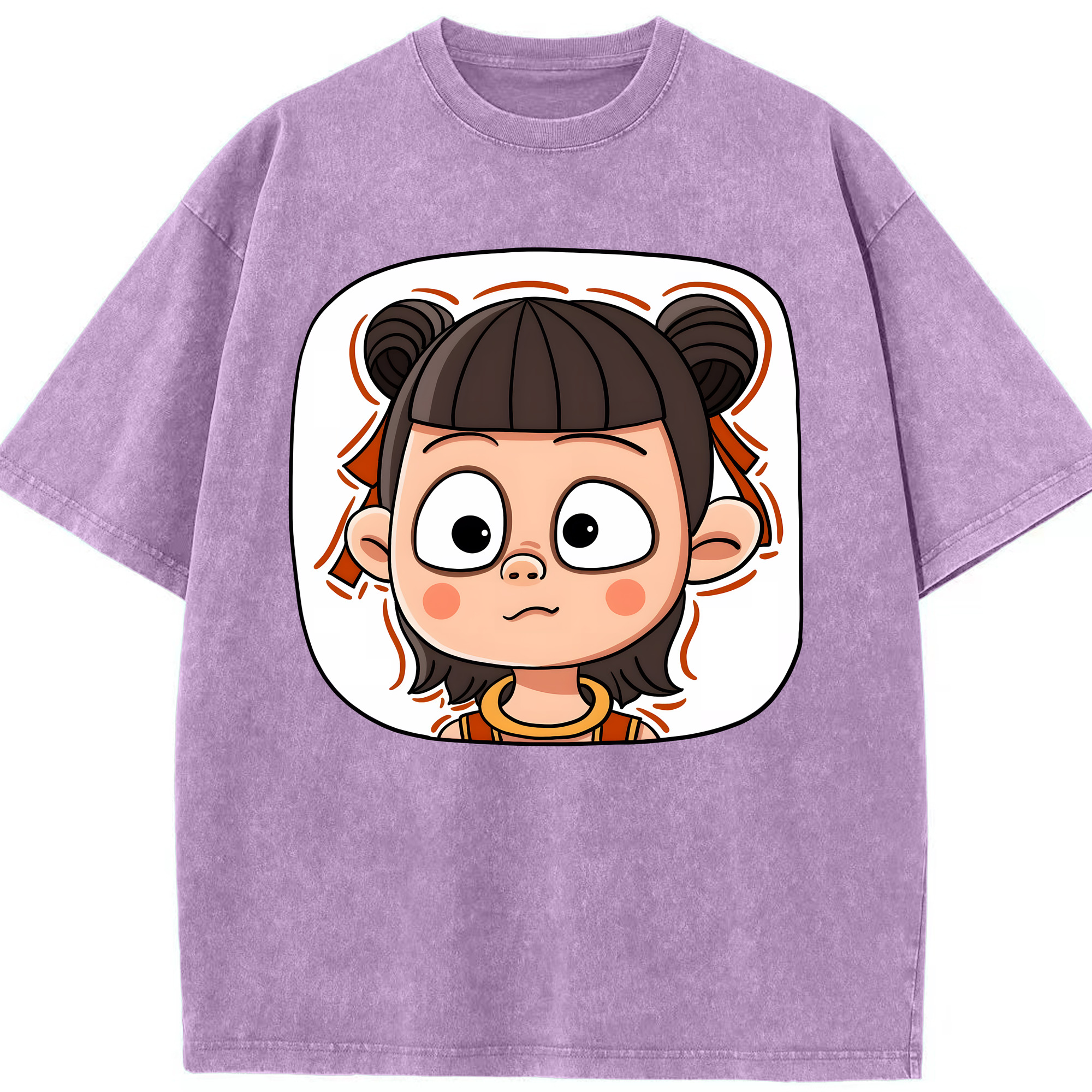 （画像用） Ne Zha 2 ナタ 魔童の大暴れ 綿100% ヴィンテージ風 半袖Tシャツ（フロントプリント）