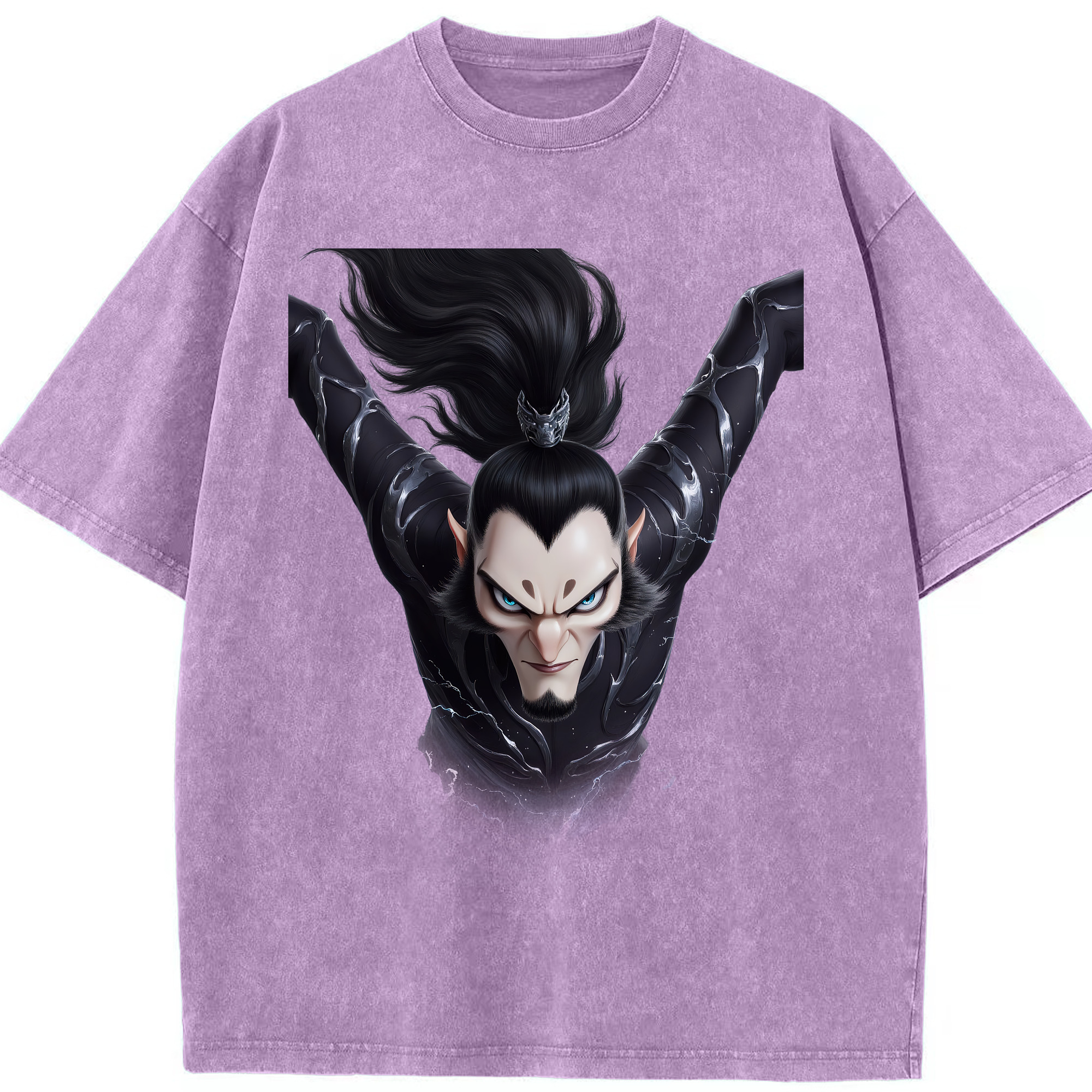 （画像用） Ne Zha 2 ナタ 魔童の大暴れ 綿100% ヴィンテージ風 半袖Tシャツ（フロントプリント）