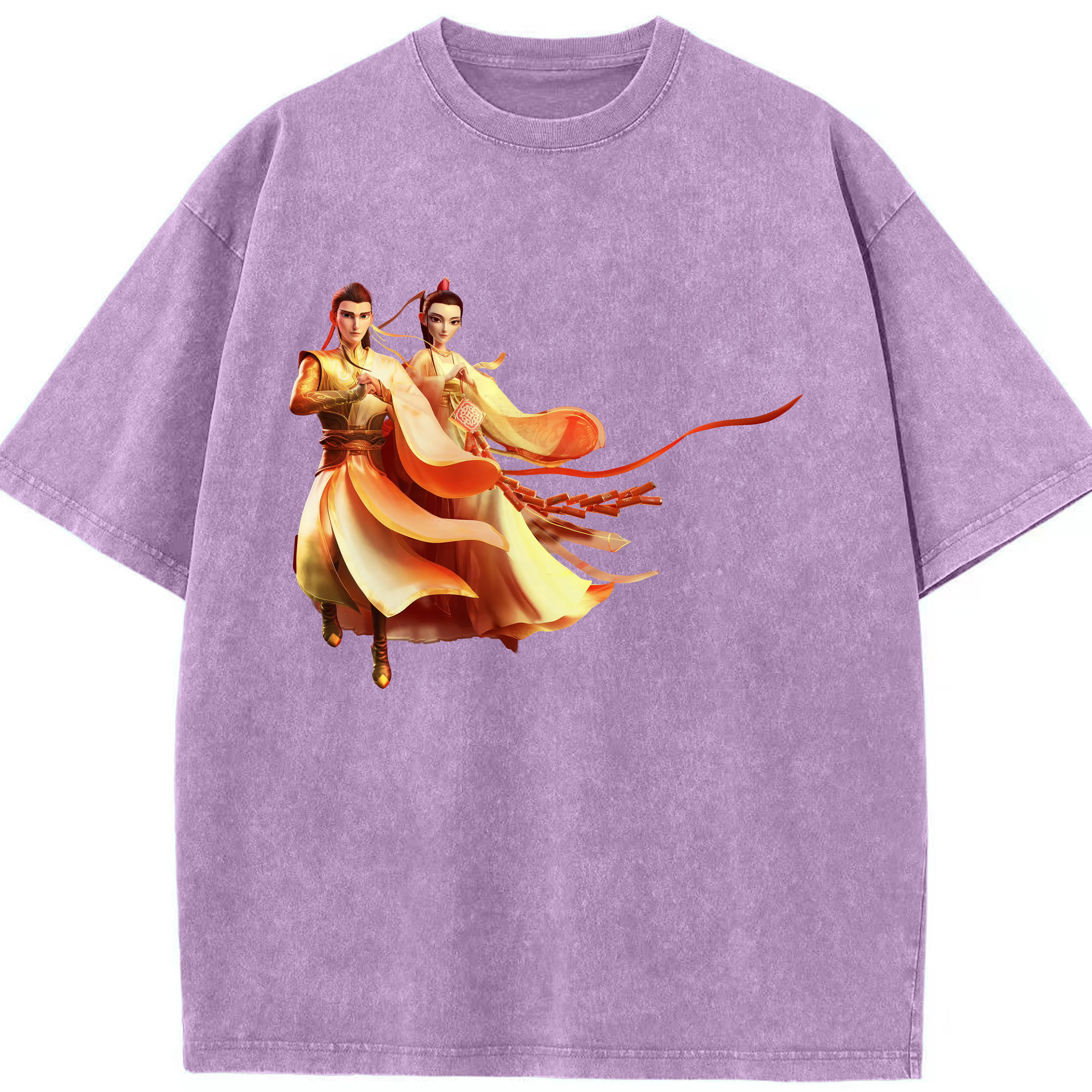 （画像用） Ne Zha 2 ナタ 魔童の大暴れ 綿100% ヴィンテージ風 半袖Tシャツ（フロントプリント）