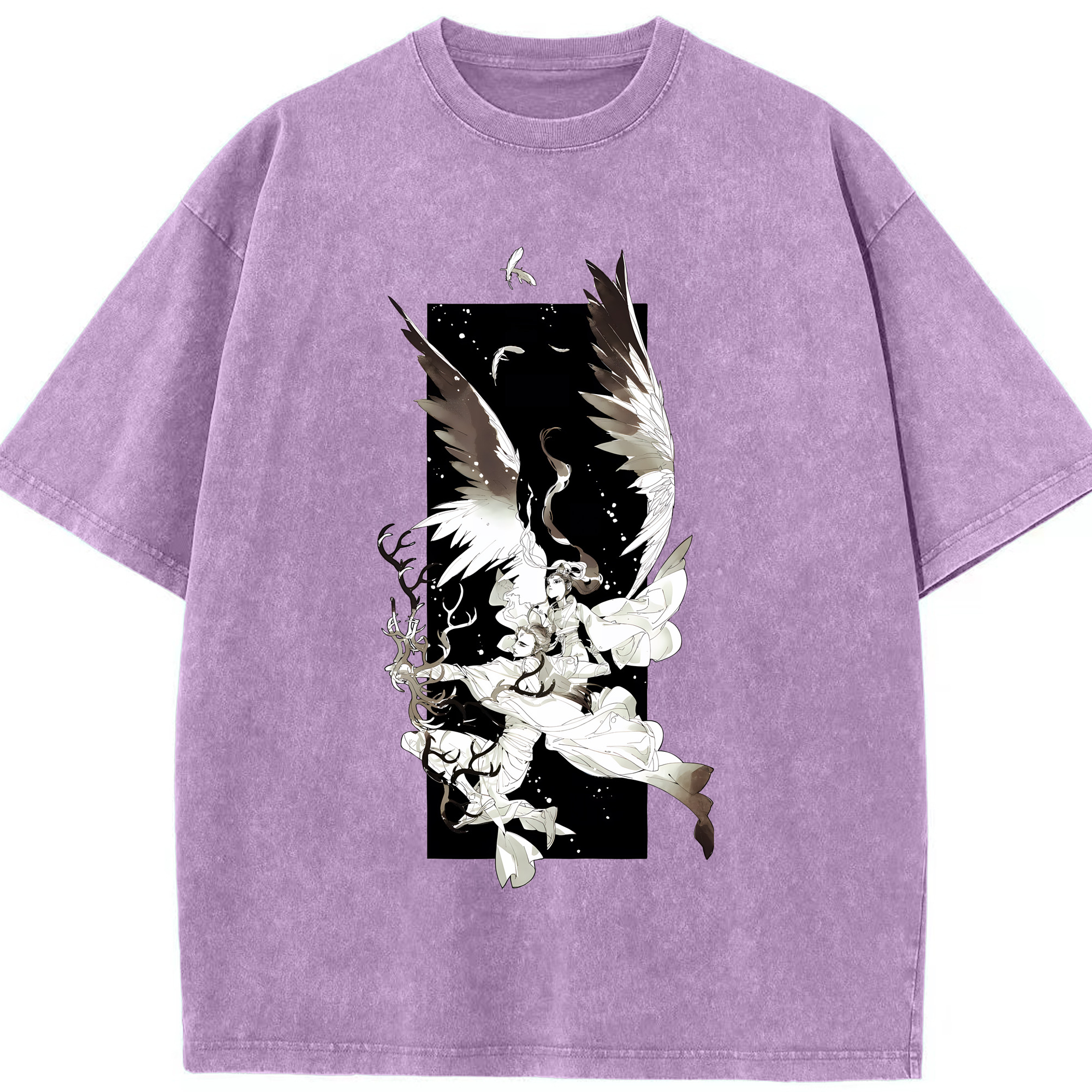 （画像用） Ne Zha 2 ナタ 魔童の大暴れ 綿100% ヴィンテージ風 半袖Tシャツ（フロントプリント）