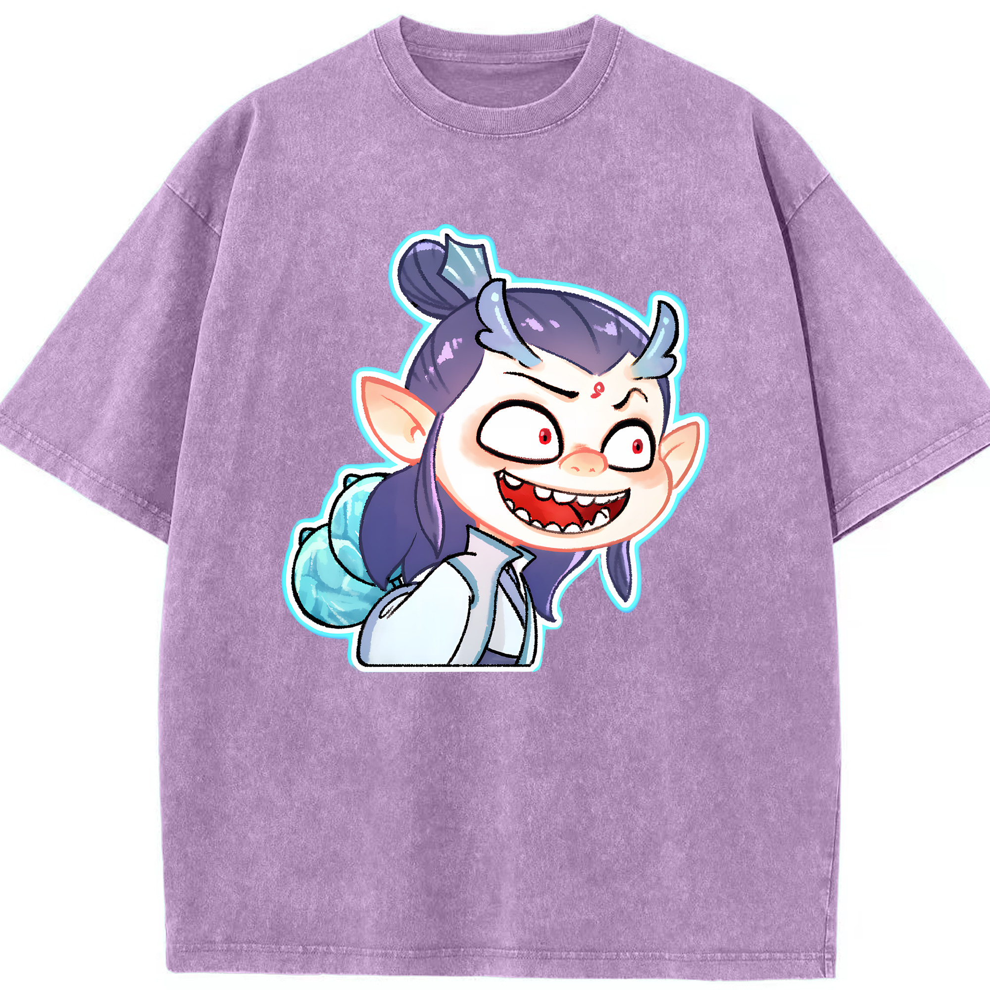 （画像用） Ne Zha 2 ナタ 魔童の大暴れ 綿100% ヴィンテージ風 半袖Tシャツ（フロントプリント）