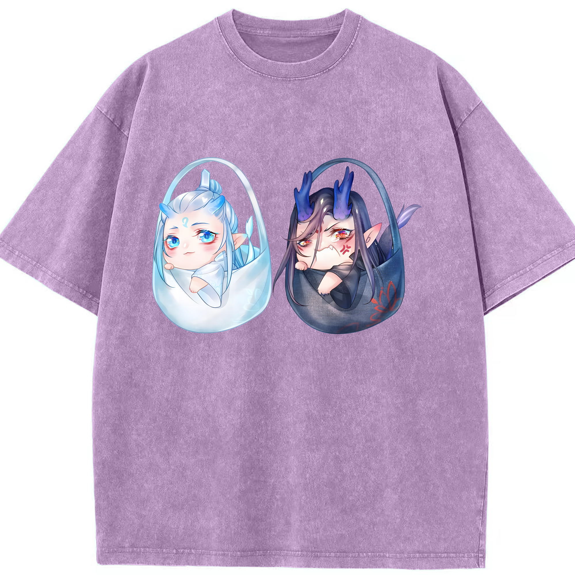 （画像用） Ne Zha 2 ナタ 魔童の大暴れ 綿100% ヴィンテージ風 半袖Tシャツ（フロントプリント）