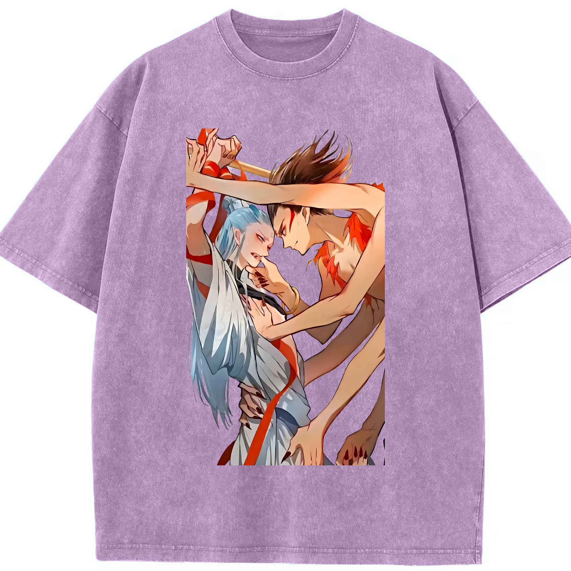 （画像用） Ne Zha 2 ナタ 魔童の大暴れ 綿100% ヴィンテージ風 半袖Tシャツ（フロントプリント）