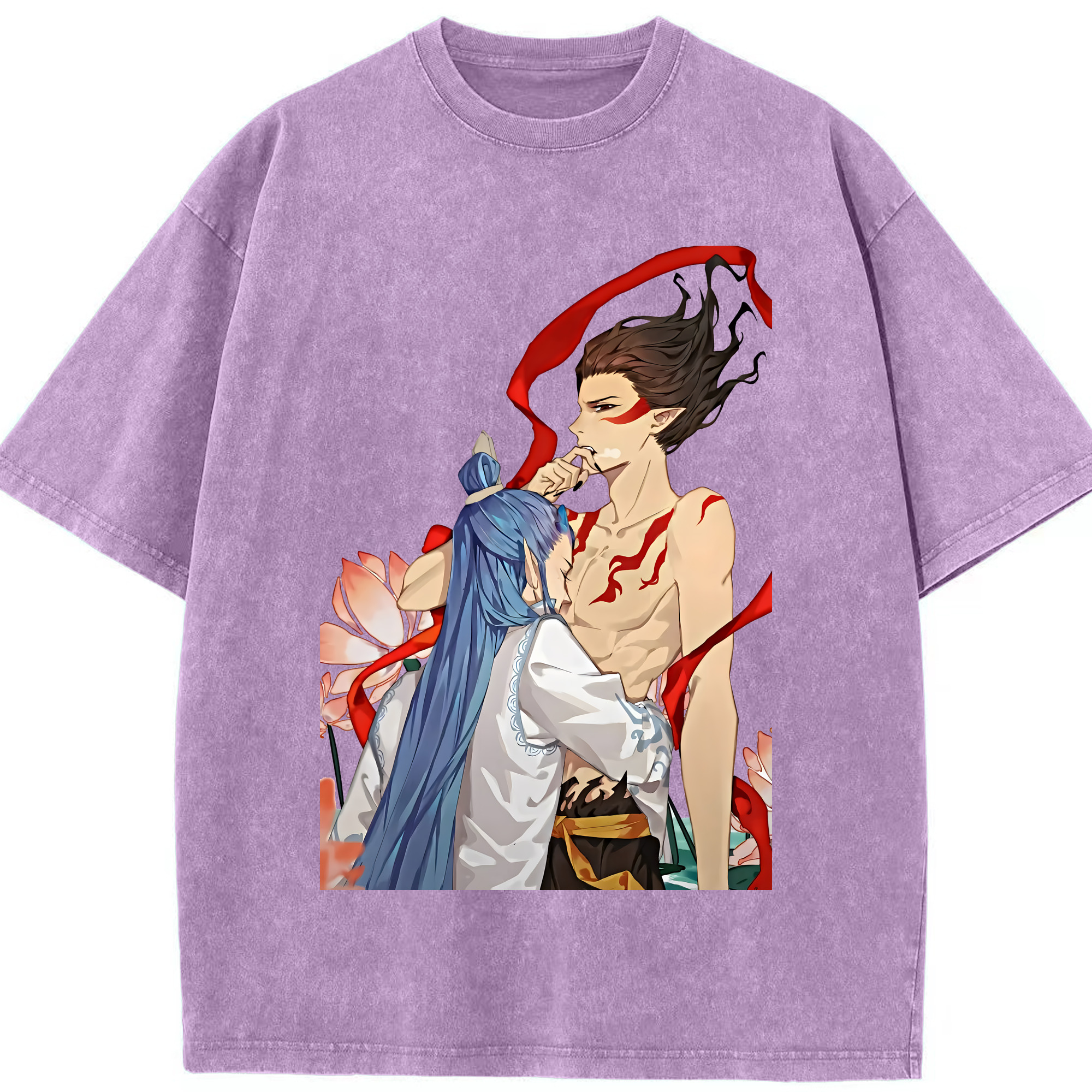 （画像用） Ne Zha 2 ナタ 魔童の大暴れ 綿100% ヴィンテージ風 半袖Tシャツ（フロントプリント）