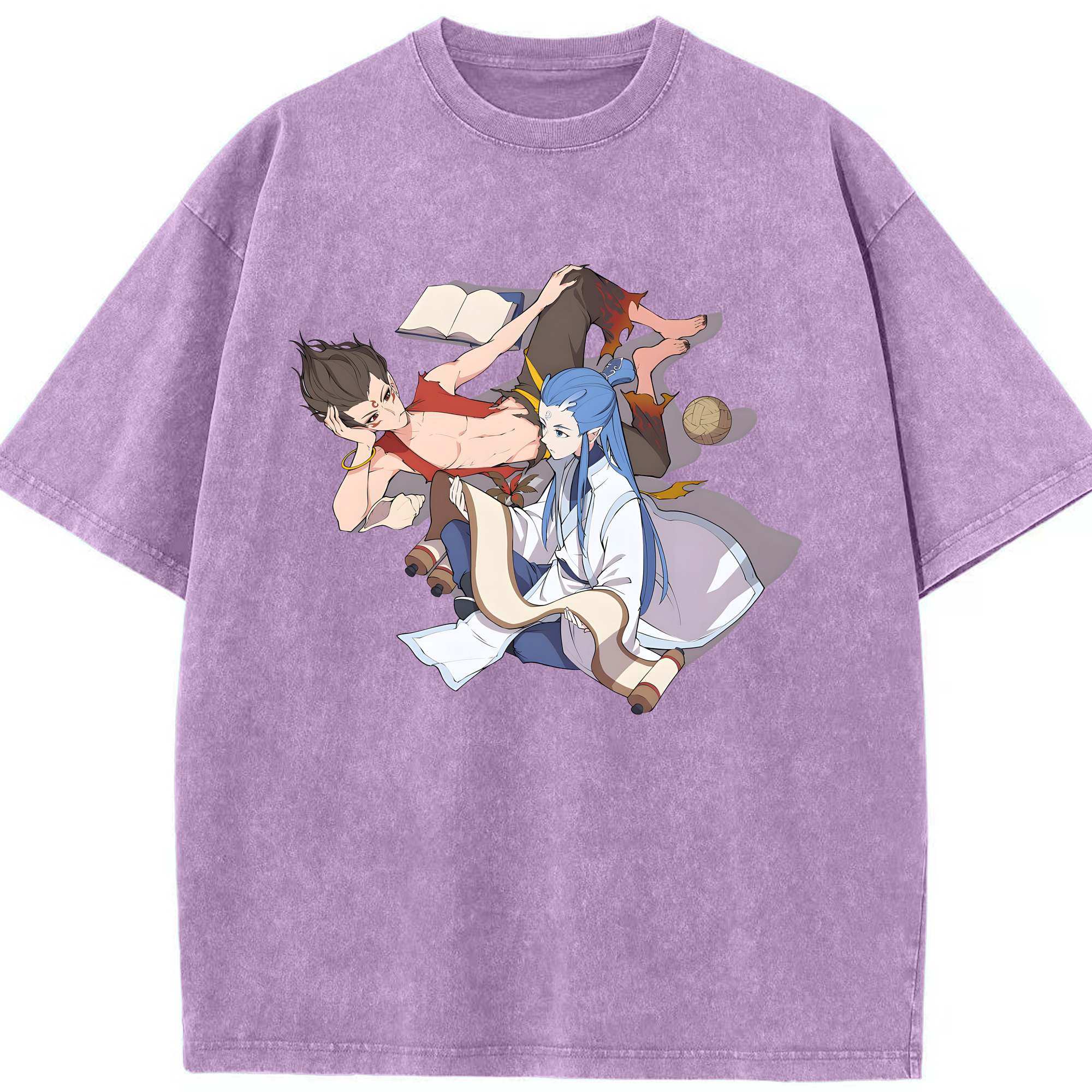 （画像用） Ne Zha 2 ナタ 魔童の大暴れ 綿100% ヴィンテージ風 半袖Tシャツ（フロントプリント）
