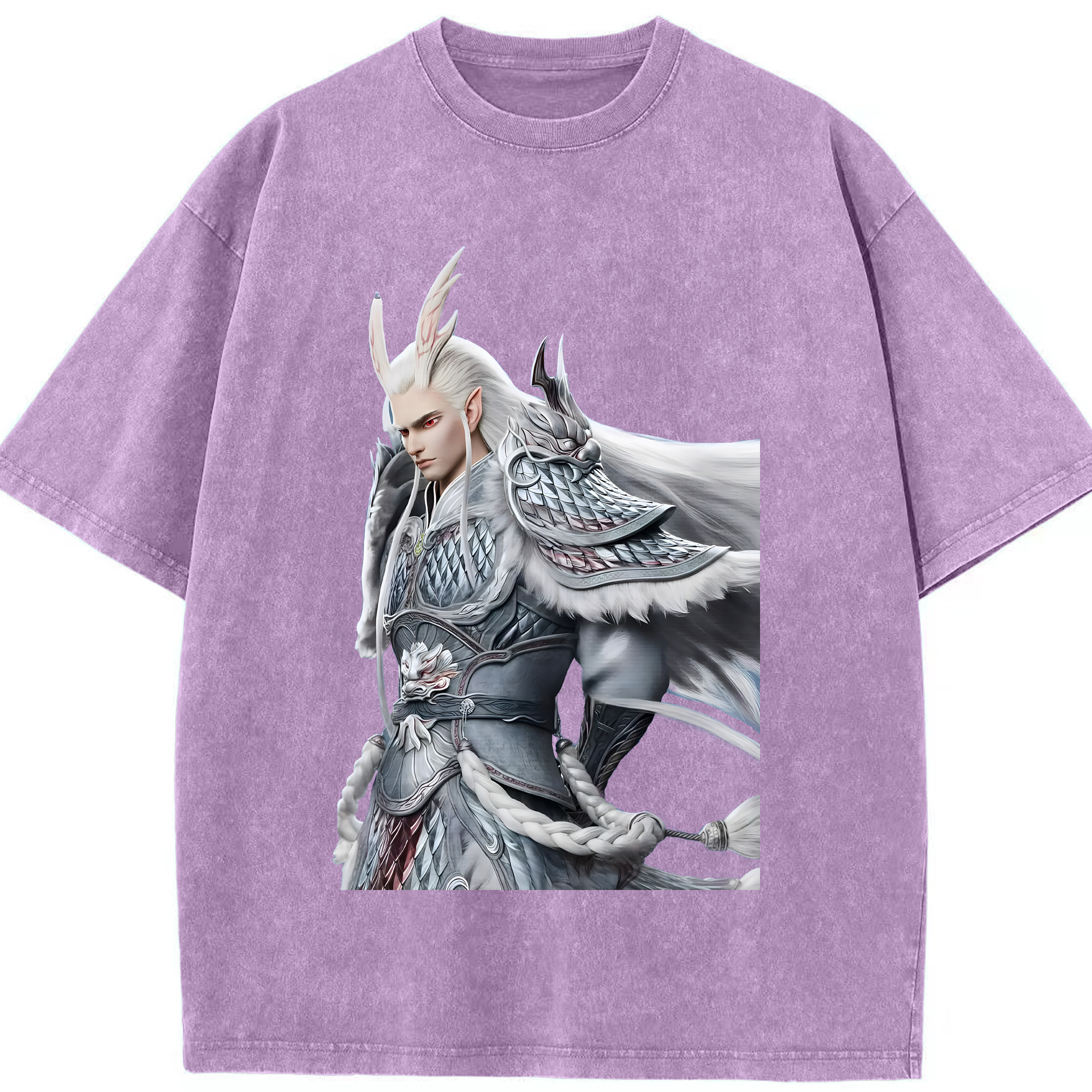 （画像用） Ne Zha 2 ナタ 魔童の大暴れ 綿100% ヴィンテージ風 半袖Tシャツ（フロントプリント）