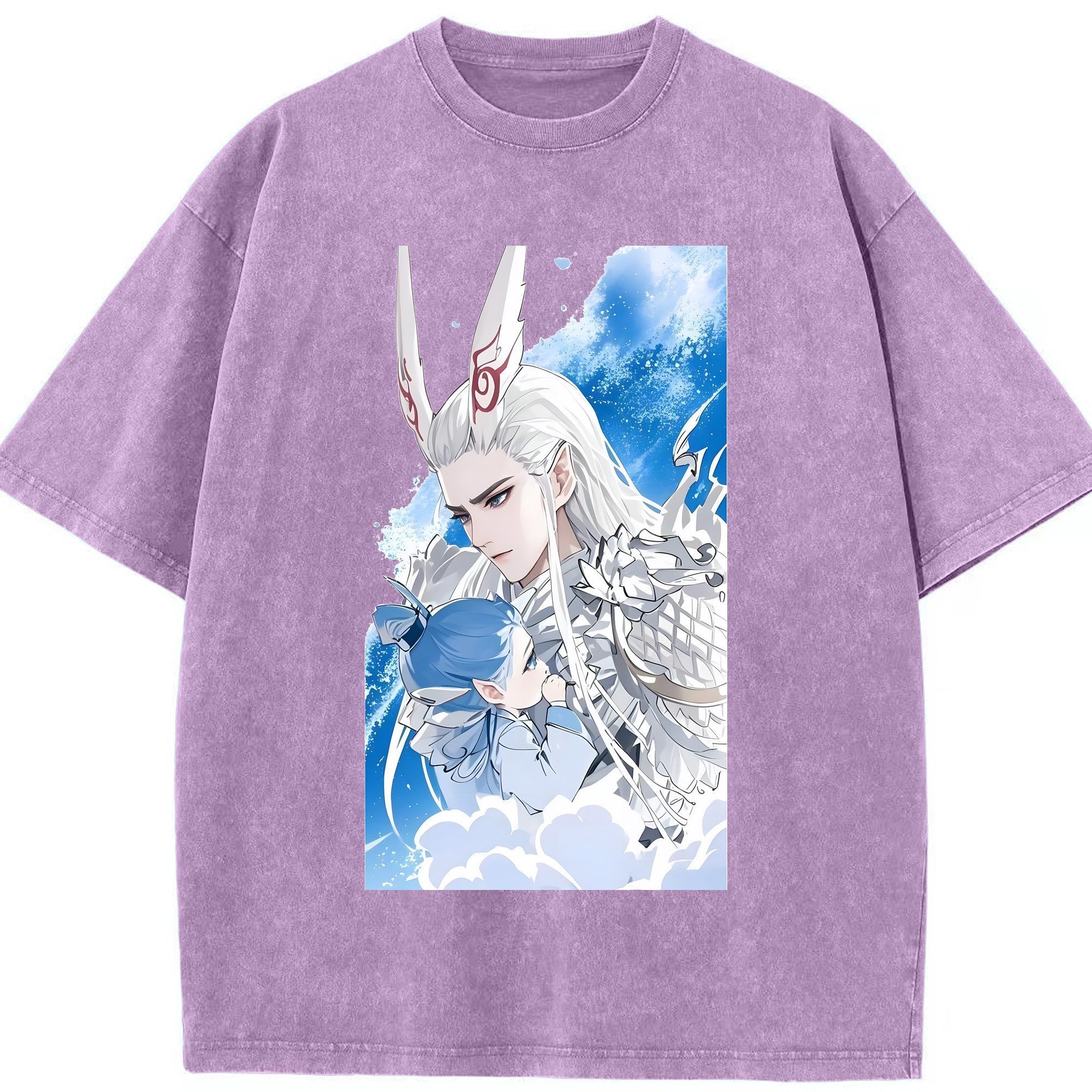 （画像用） Ne Zha 2 ナタ 魔童の大暴れ 綿100% ヴィンテージ風 半袖Tシャツ（フロントプリント）