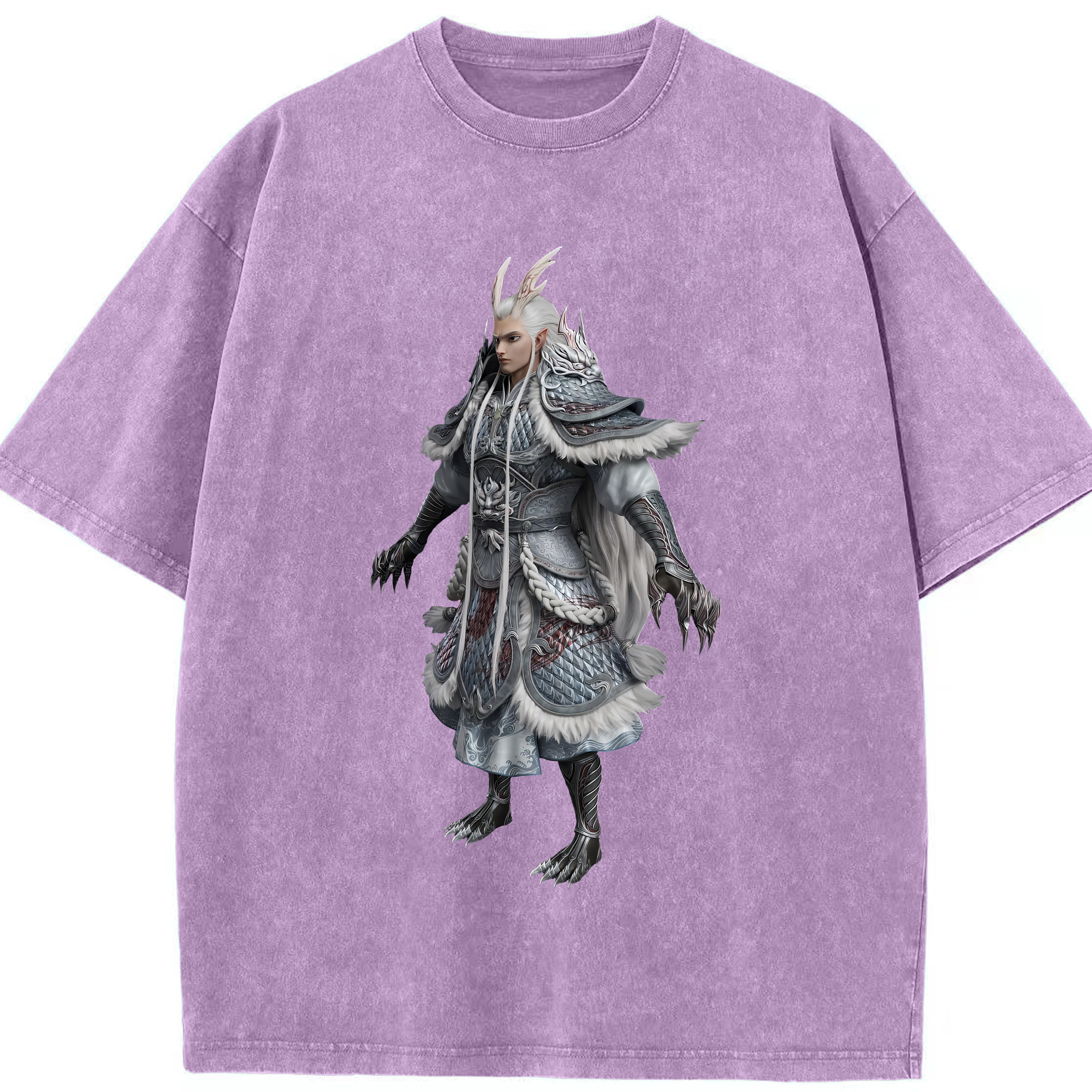 （画像用） Ne Zha 2 ナタ 魔童の大暴れ 綿100% ヴィンテージ風 半袖Tシャツ（フロントプリント）