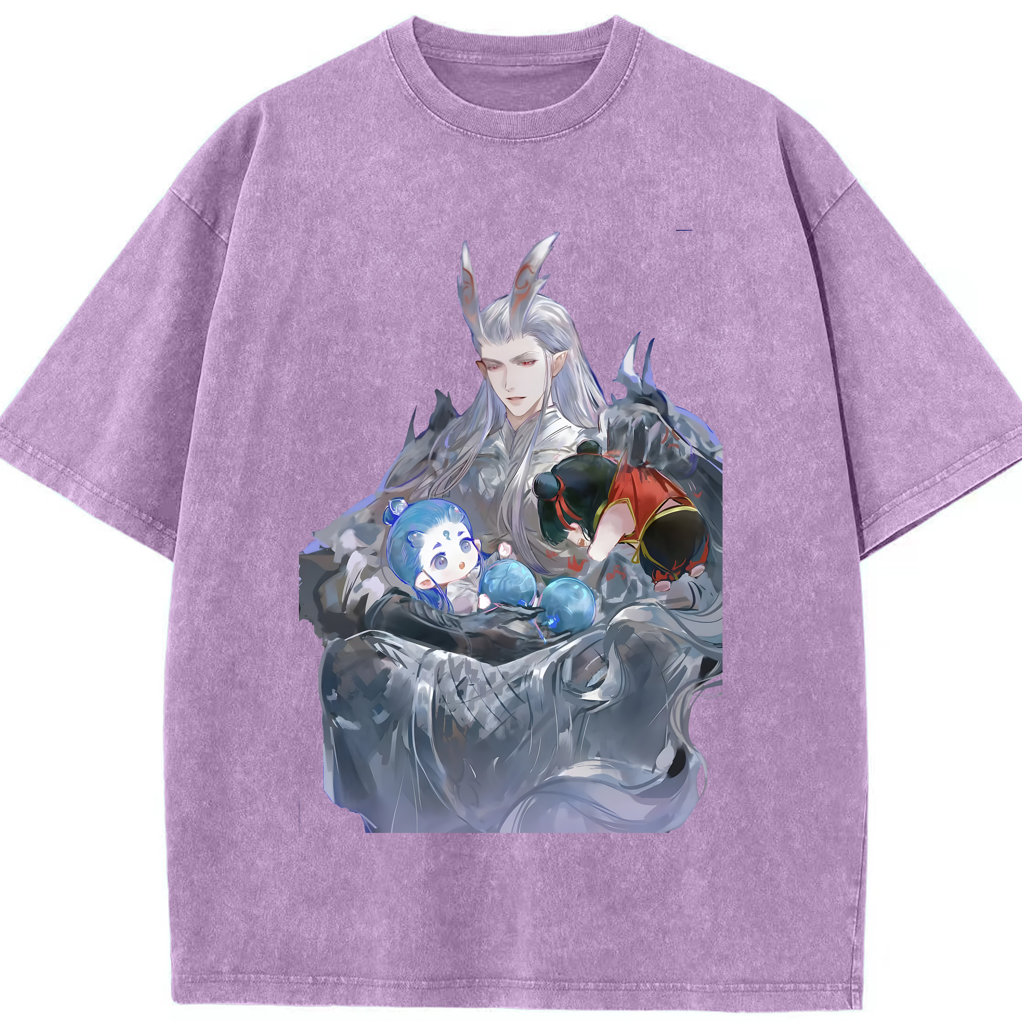 （画像用） Ne Zha 2 ナタ 魔童の大暴れ 綿100% ヴィンテージ風 半袖Tシャツ（フロントプリント）