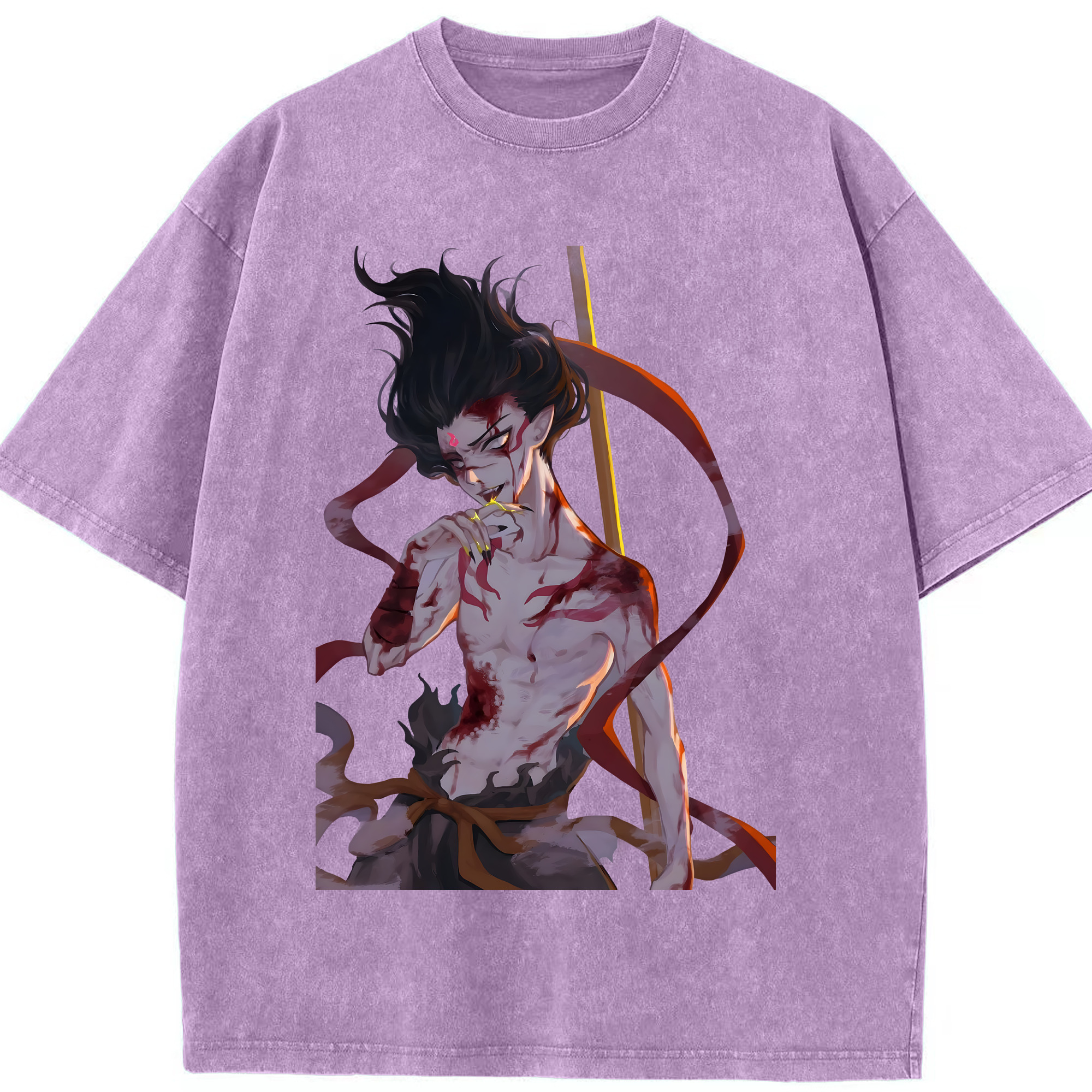 （画像用） Ne Zha 2 ナタ 魔童の大暴れ 綿100% ヴィンテージ風 半袖Tシャツ（フロントプリント）