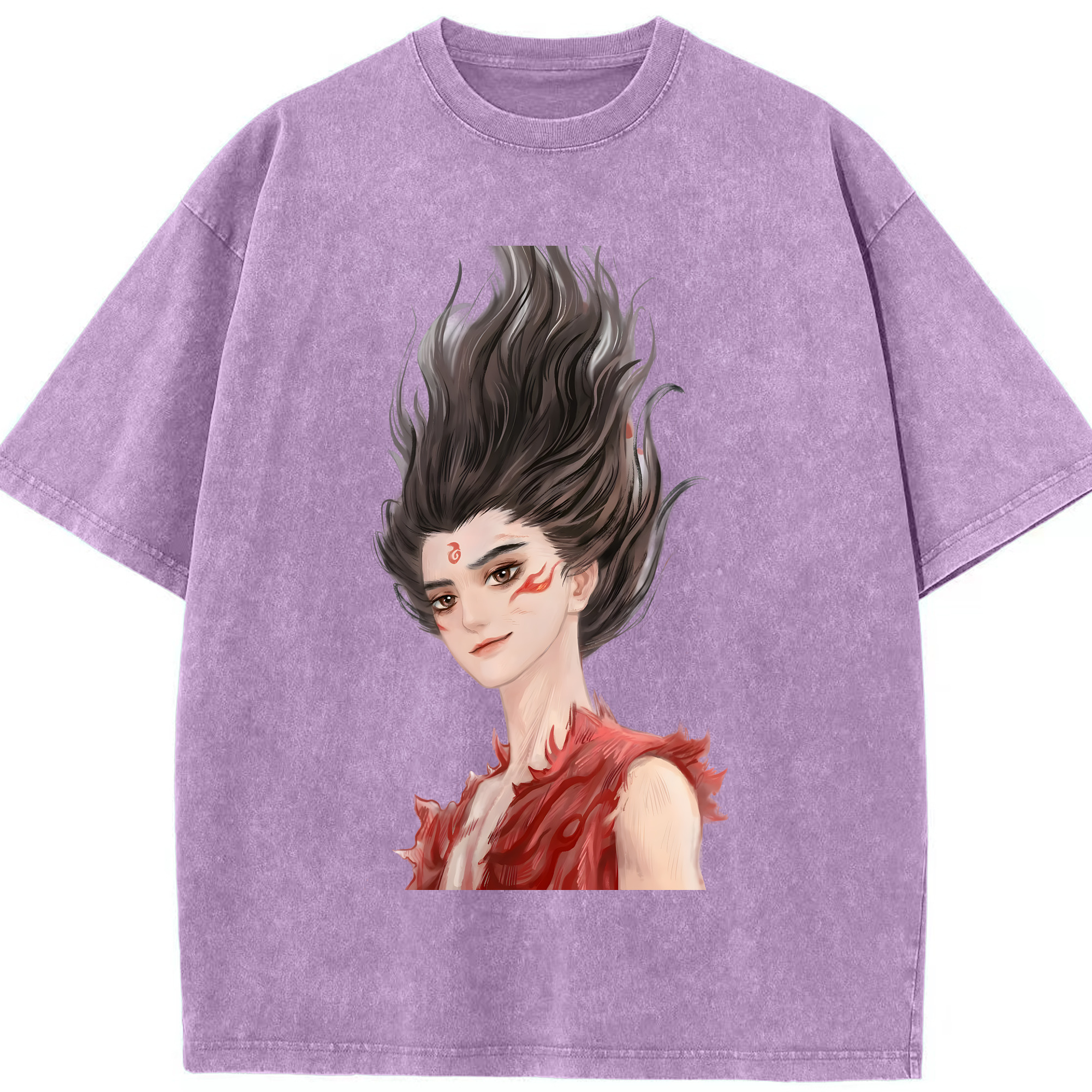 （画像用） Ne Zha 2 ナタ 魔童の大暴れ 綿100% ヴィンテージ風 半袖Tシャツ（フロントプリント）