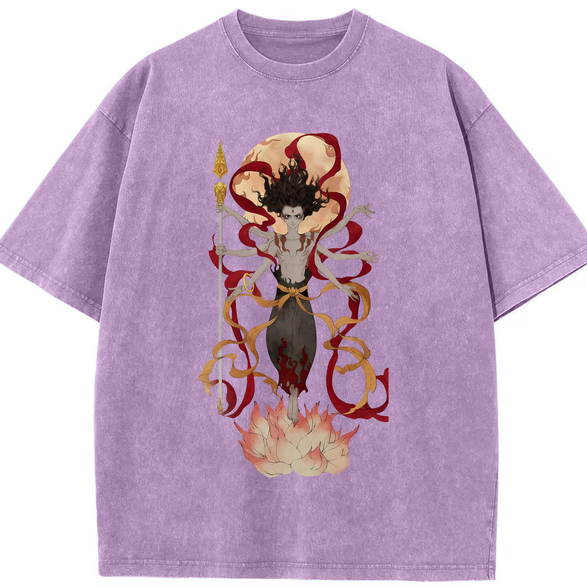 （画像用） Ne Zha 2 ナタ 魔童の大暴れ 綿100% ヴィンテージ風 半袖Tシャツ（フロントプリント）