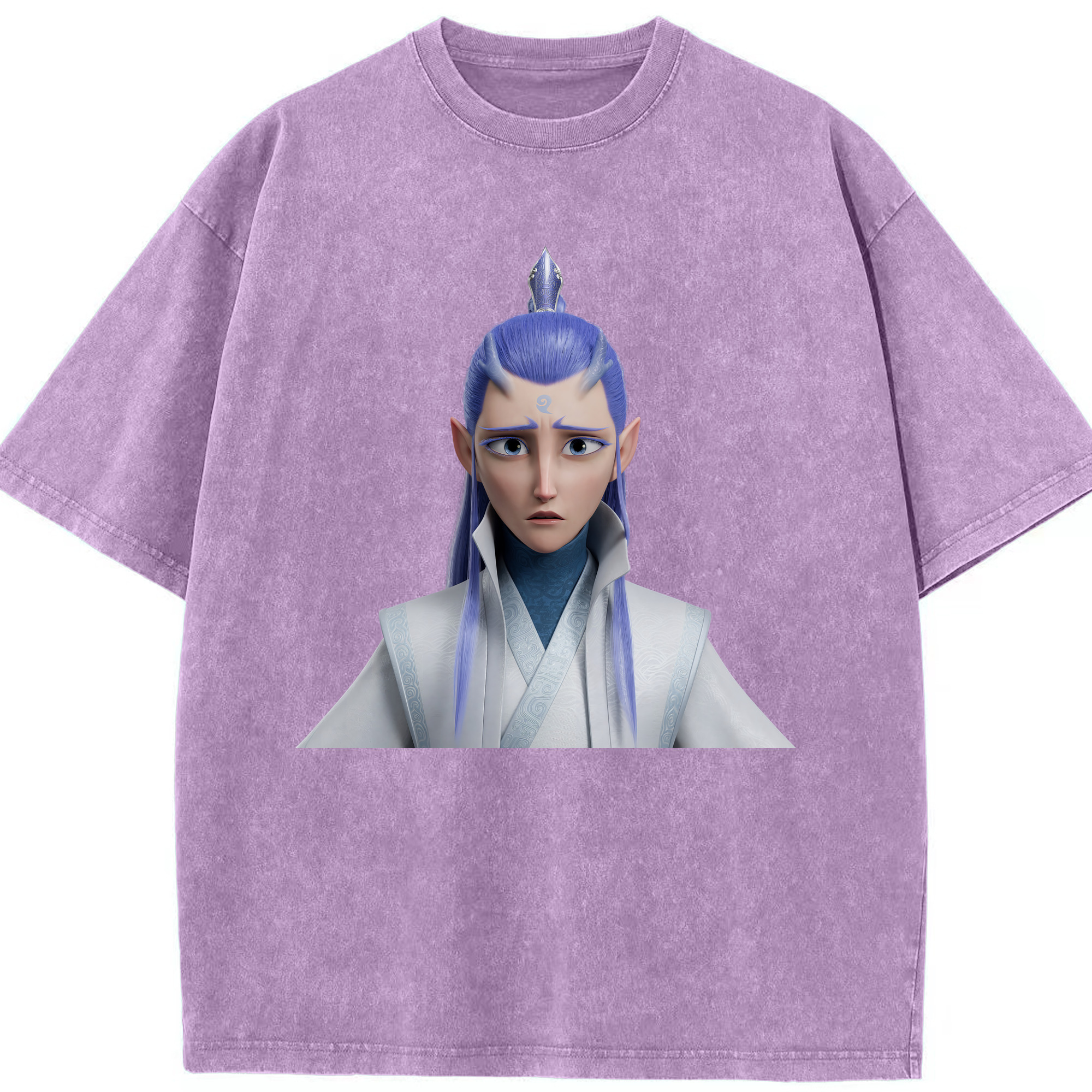 （画像用） Ne Zha 2 ナタ 魔童の大暴れ 綿100% ヴィンテージ風 半袖Tシャツ（フロントプリント）