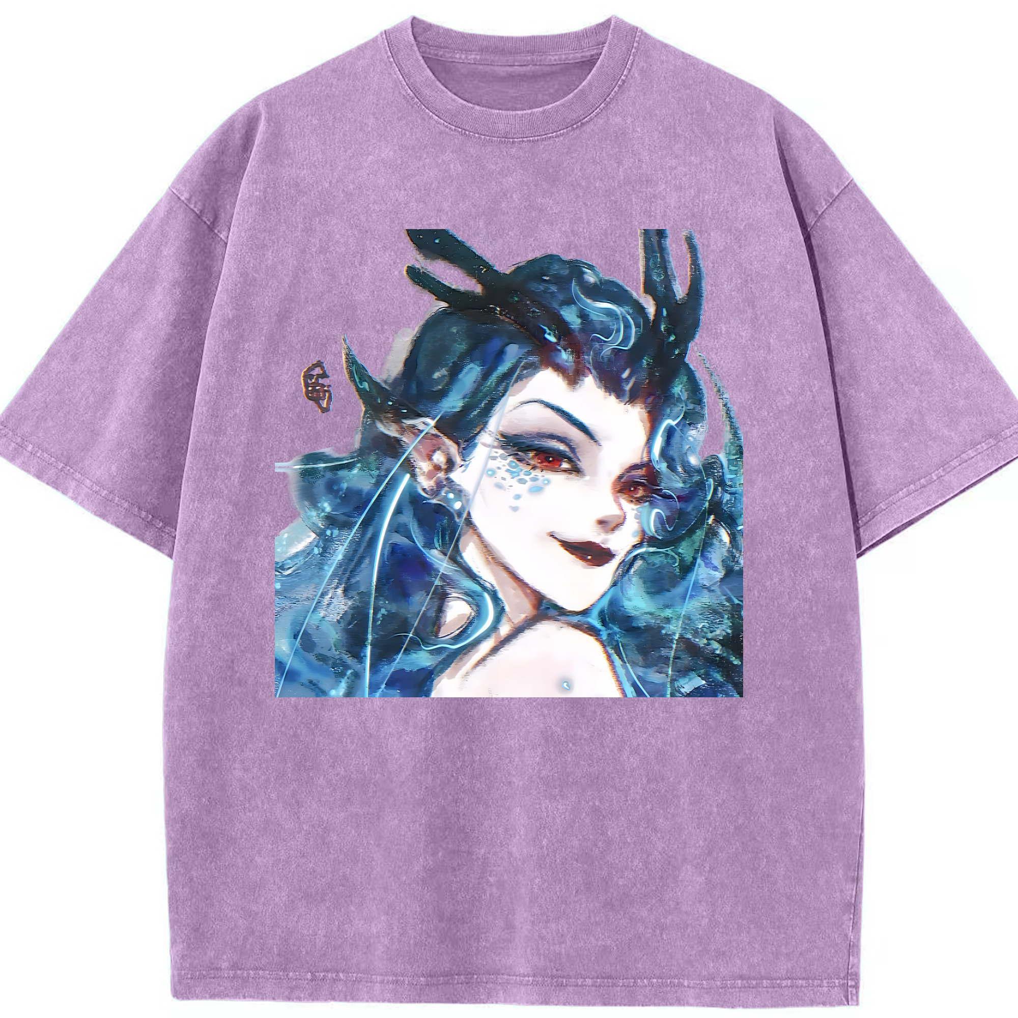 （画像用） Ne Zha 2 ナタ 魔童の大暴れ 綿100% ヴィンテージ風 半袖Tシャツ（フロントプリント）