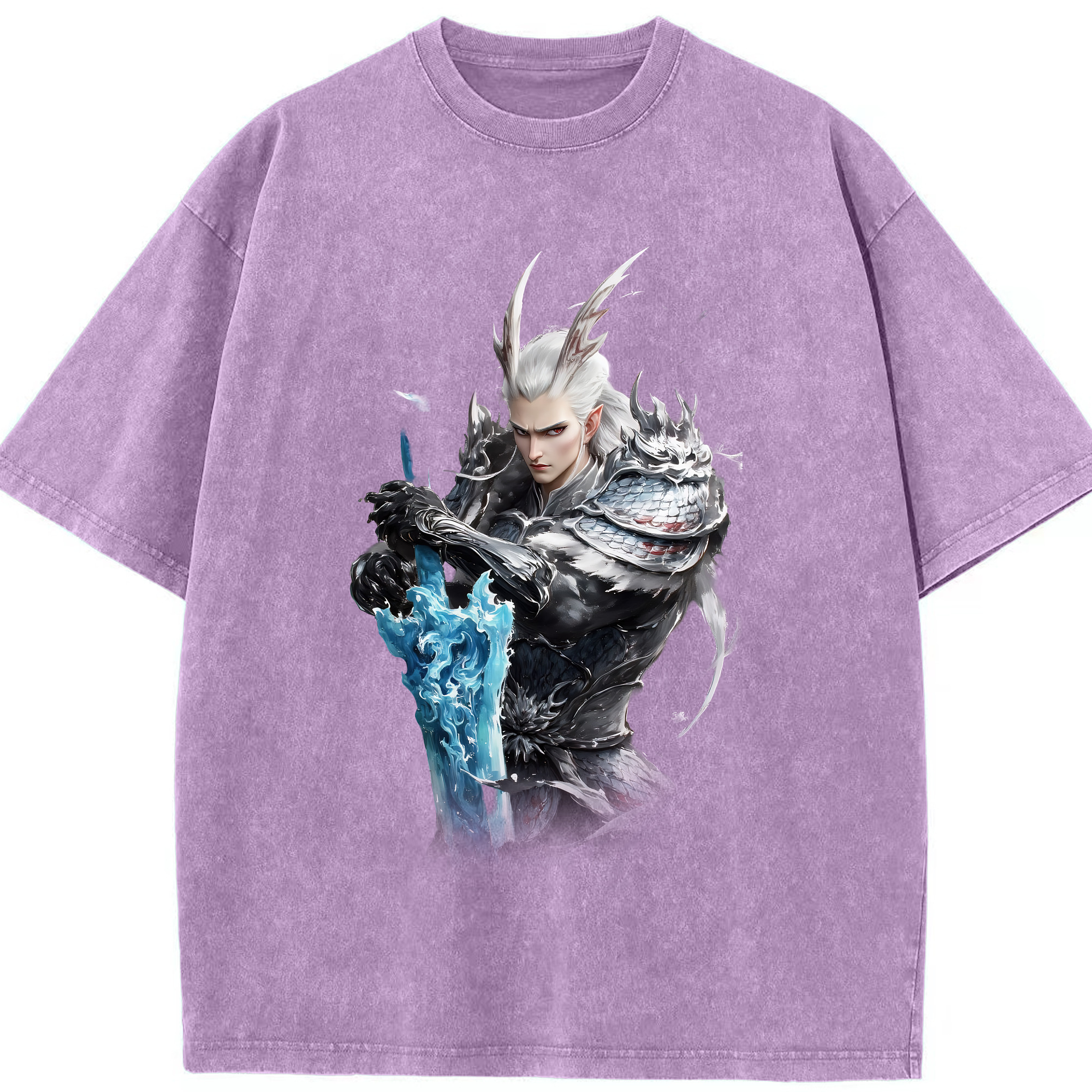 （画像用） Ne Zha 2 ナタ 魔童の大暴れ 綿100% ヴィンテージ風 半袖Tシャツ（フロントプリント）