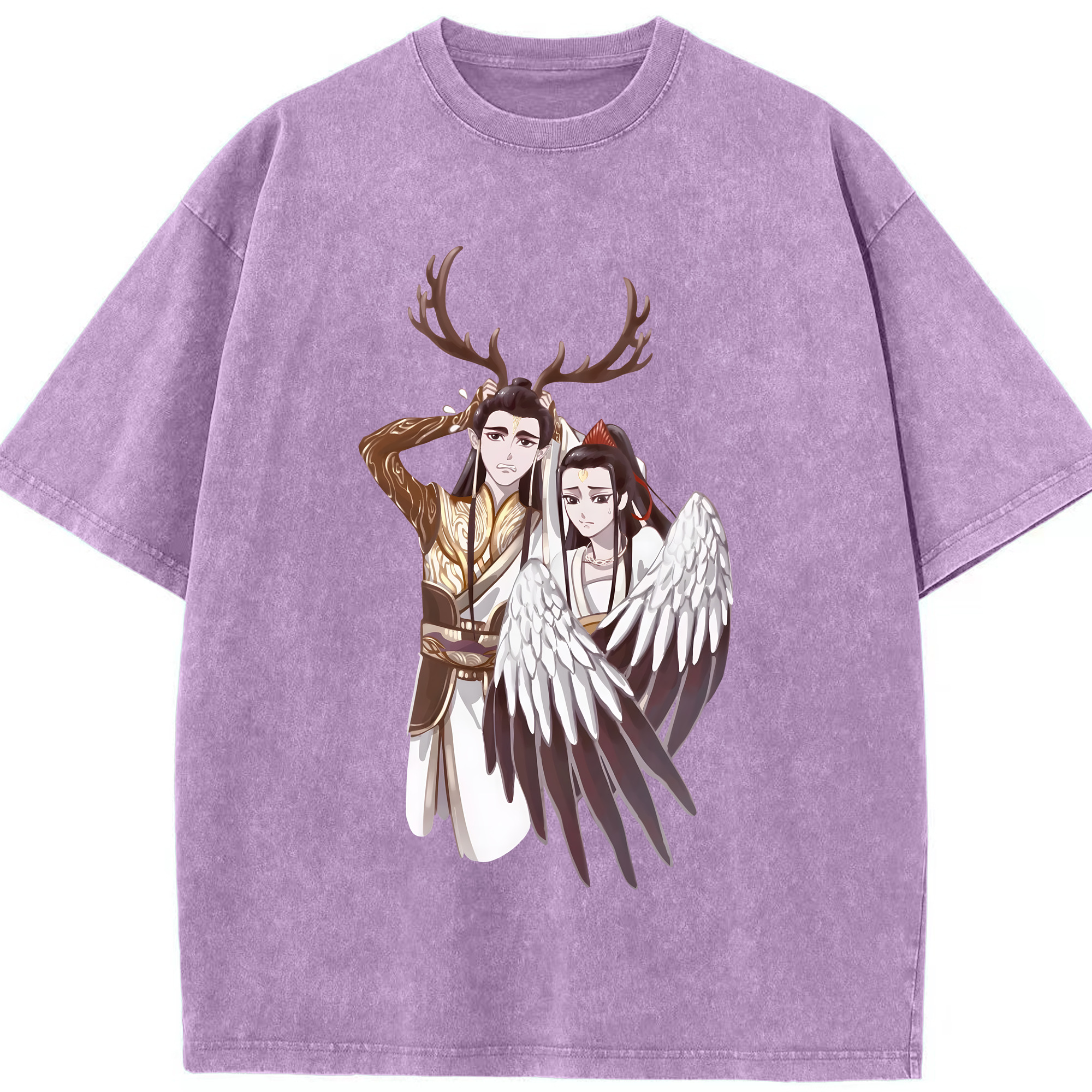 （画像用） Ne Zha 2 ナタ 魔童の大暴れ 綿100% ヴィンテージ風 半袖Tシャツ（フロントプリント）