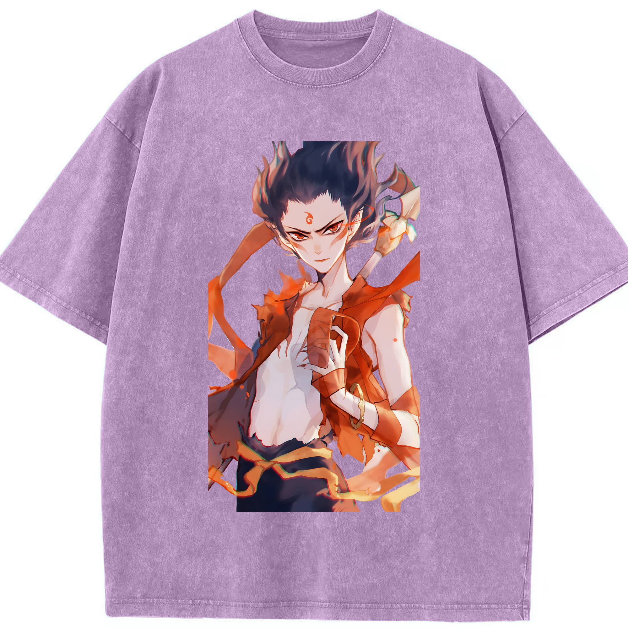 （画像用） Ne Zha 2 ナタ 魔童の大暴れ 綿100% ヴィンテージ風 半袖Tシャツ（フロントプリント）