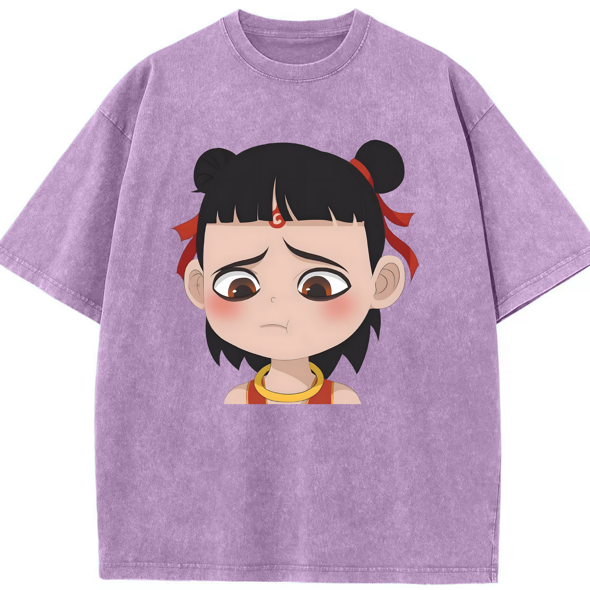 （画像用） Ne Zha 2 ナタ 魔童の大暴れ 綿100% ヴィンテージ風 半袖Tシャツ（フロントプリント）