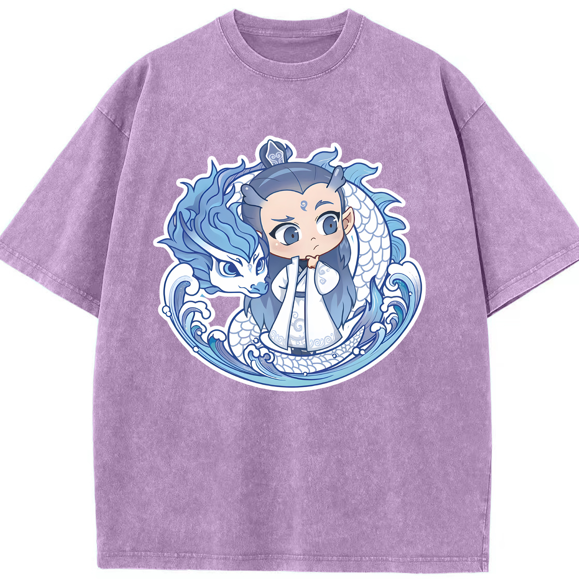（画像用） Ne Zha 2 ナタ 魔童の大暴れ 綿100% ヴィンテージ風 半袖Tシャツ（フロントプリント）