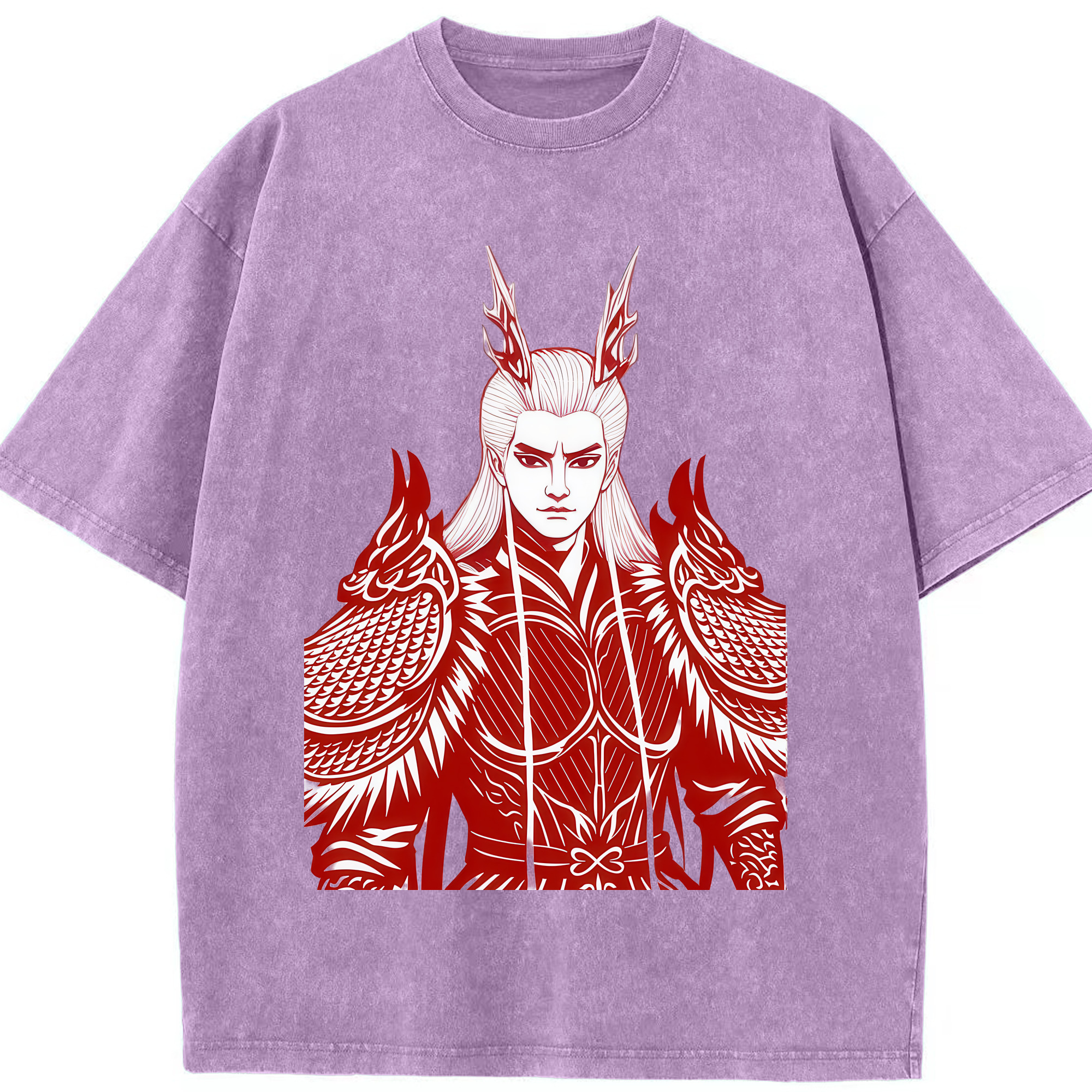 （画像用） Ne Zha 2 ナタ 魔童の大暴れ 綿100% ヴィンテージ風 半袖Tシャツ（フロントプリント）